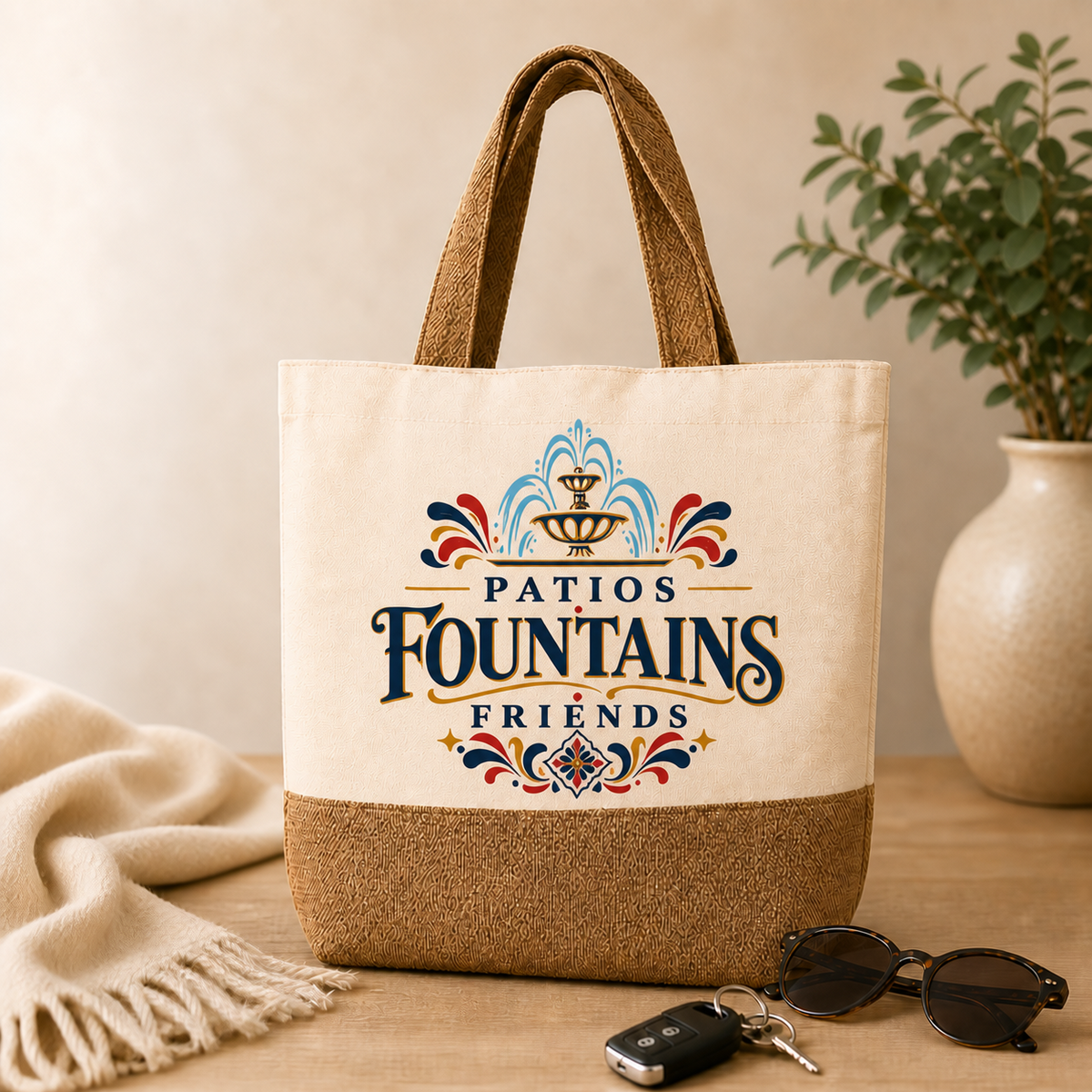 Patios Fountains Friends tote