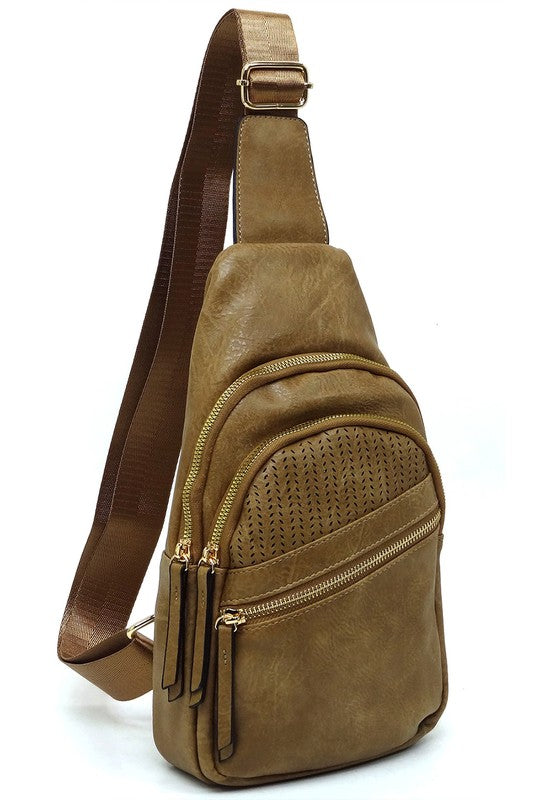 Pattern Cut Sling Shoulder Bag