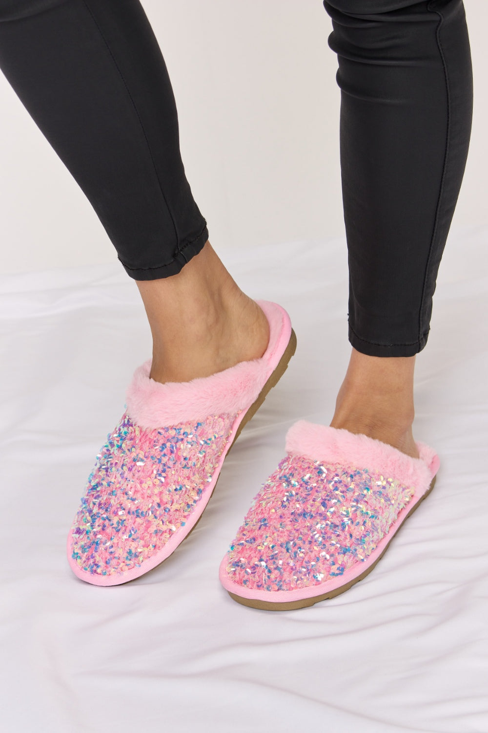 Forever Sequin Plush Slippers