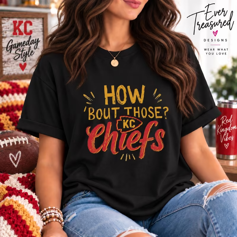 How Bout Those Chiefs Kansas City game day shirt lifestyle mockup in black