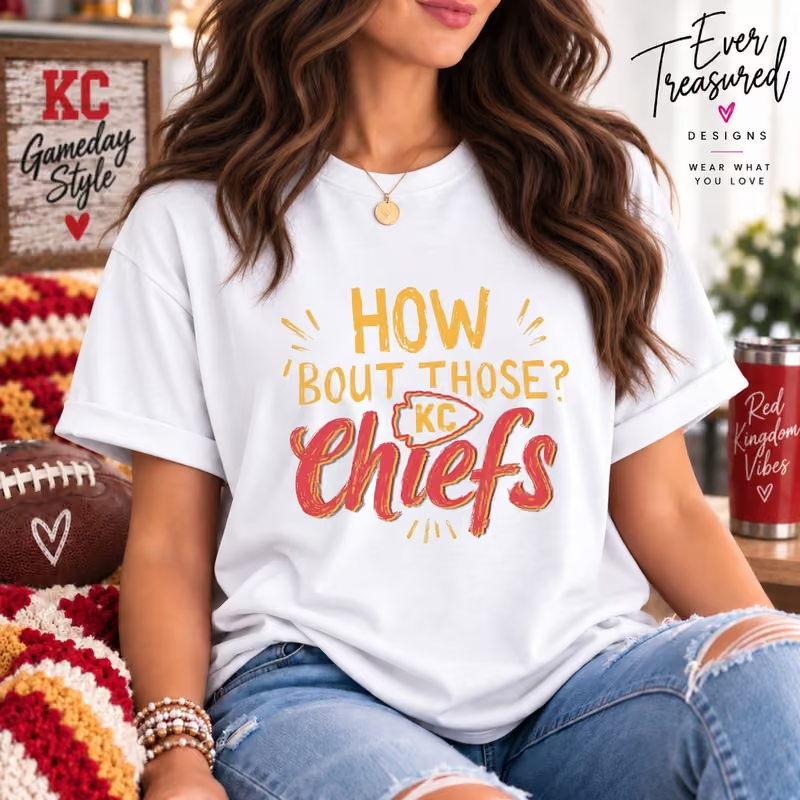 How Bout Those Chiefs Kansas City game day shirt lifestyle mockup in white