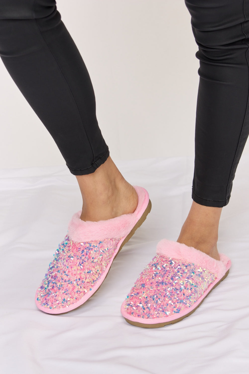 Forever Sequin Plush Slippers