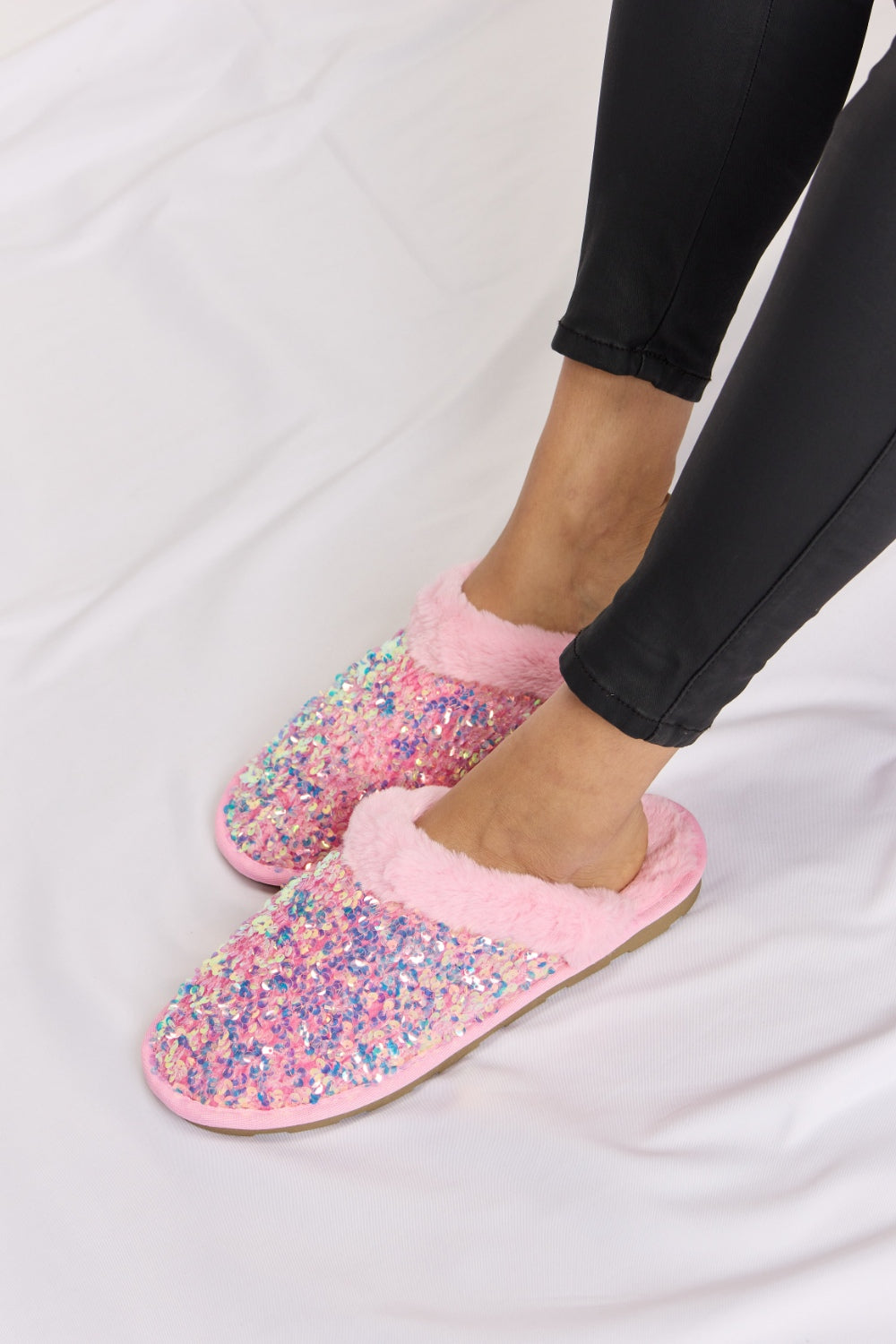 Forever Sequin Plush Slippers