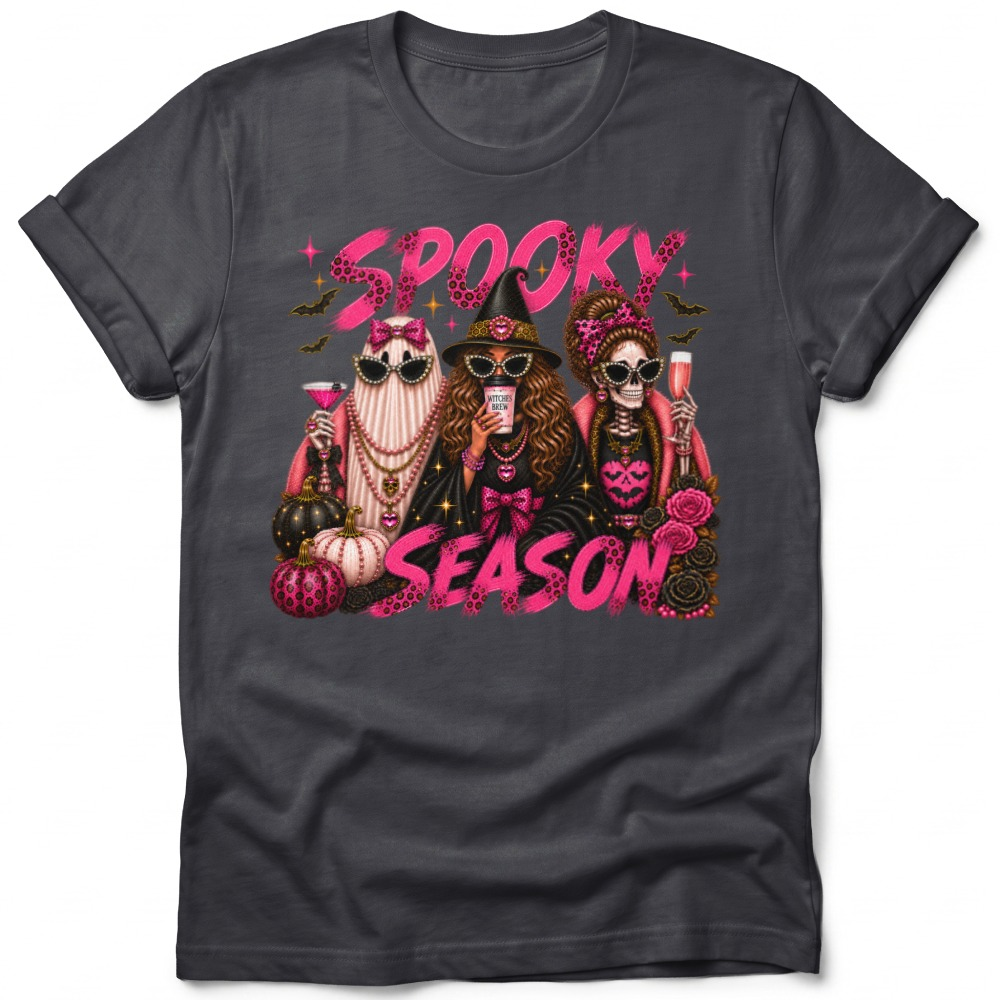 Glam Spooky Season graphic tee — Dark Grey