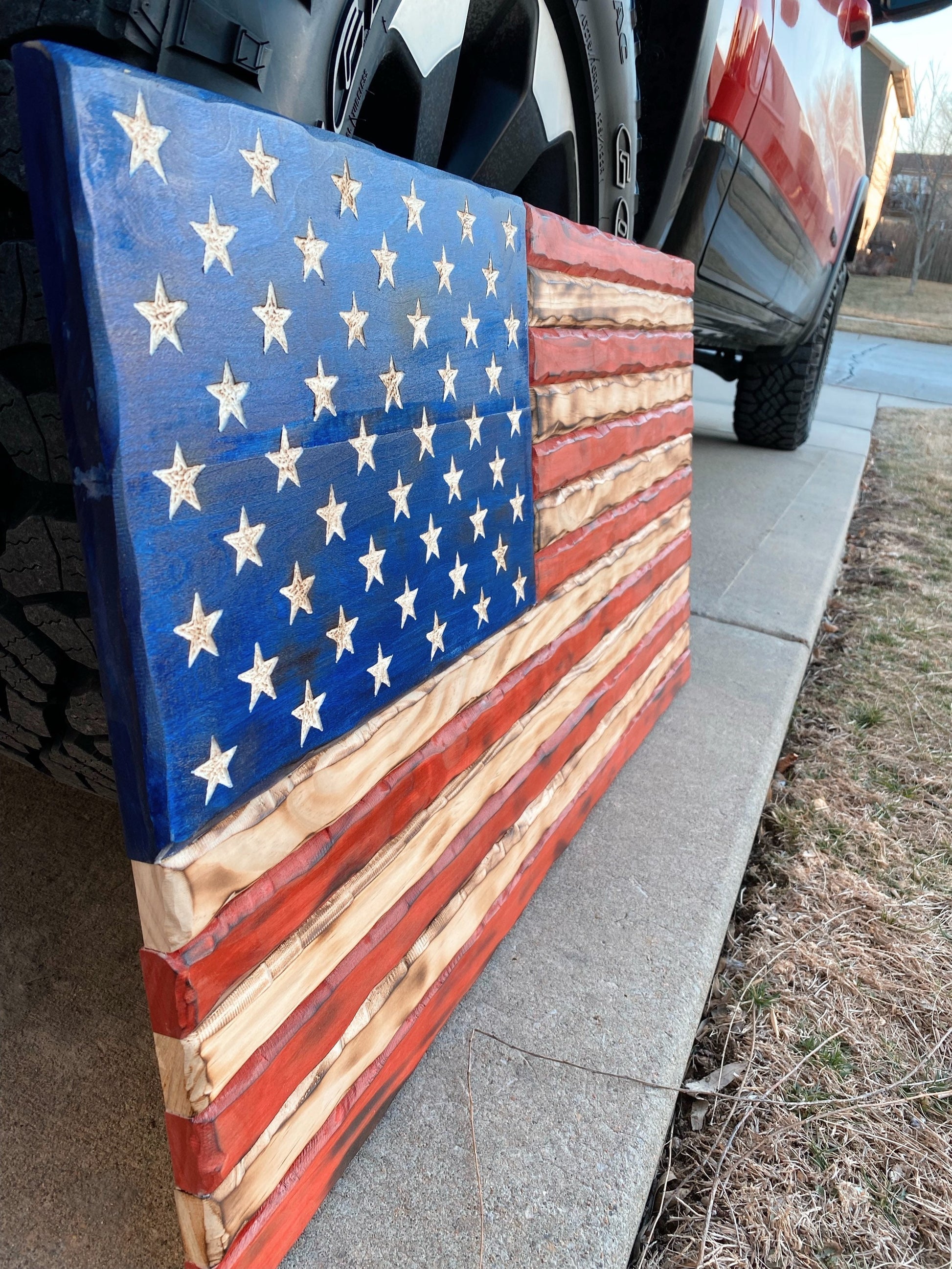 Rustic Wood American Flag | Pallet Flag | USA Wall Flag | Charred Wood Flag | Burned Wood Sign | USA Wood Art | Wood Working