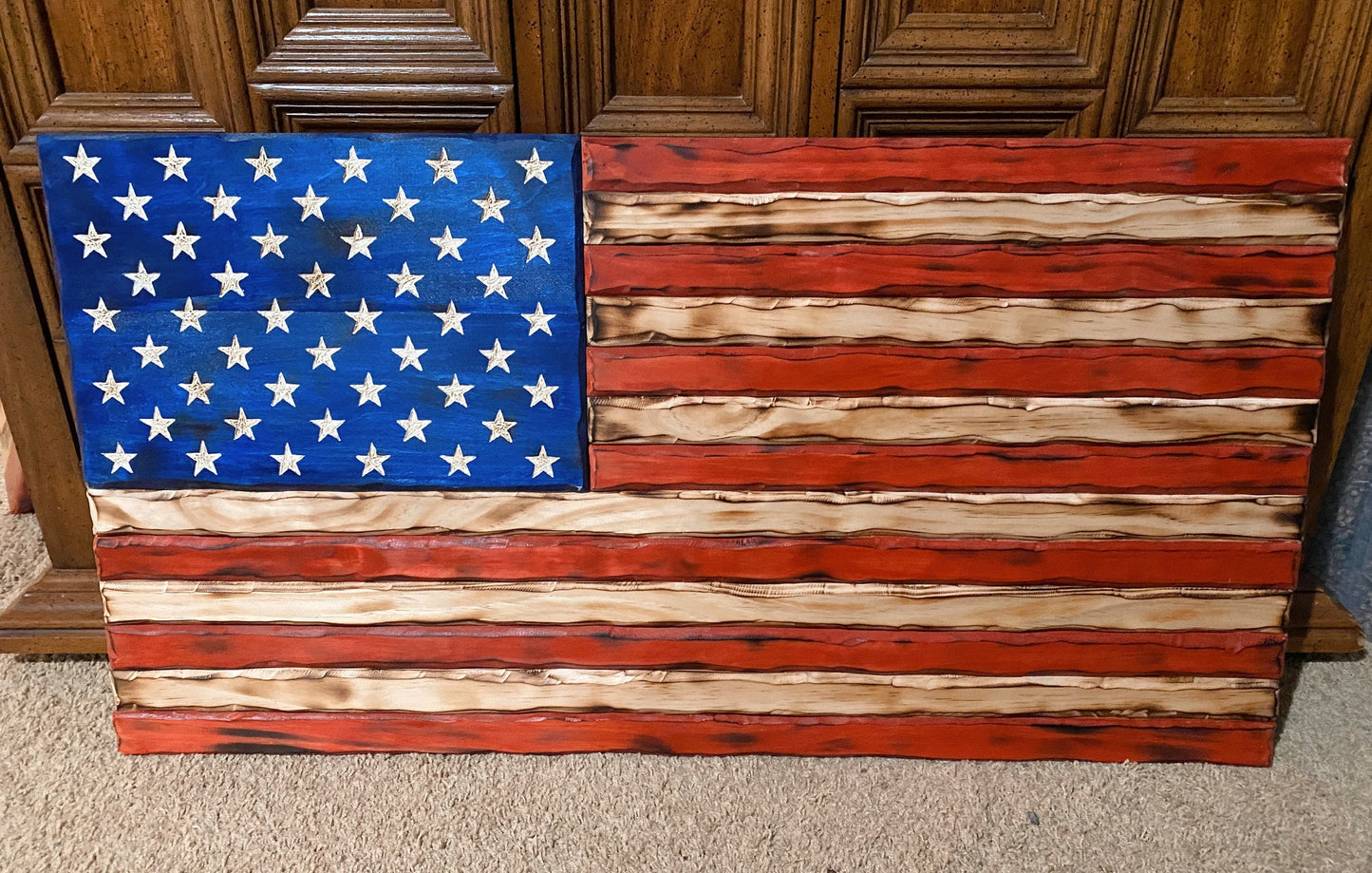 Rustic Wood American Flag | Pallet Flag | USA Wall Flag | Charred Wood Flag | Burned Wood Sign | USA Wood Art | Wood Working