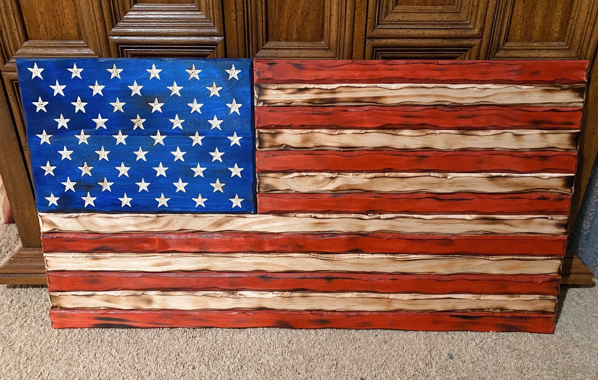 Rustic Wood American Flag | Pallet Flag | USA Wall Flag | Charred Wood Flag | Burned Wood Sign | USA Wood Art | Wood Working