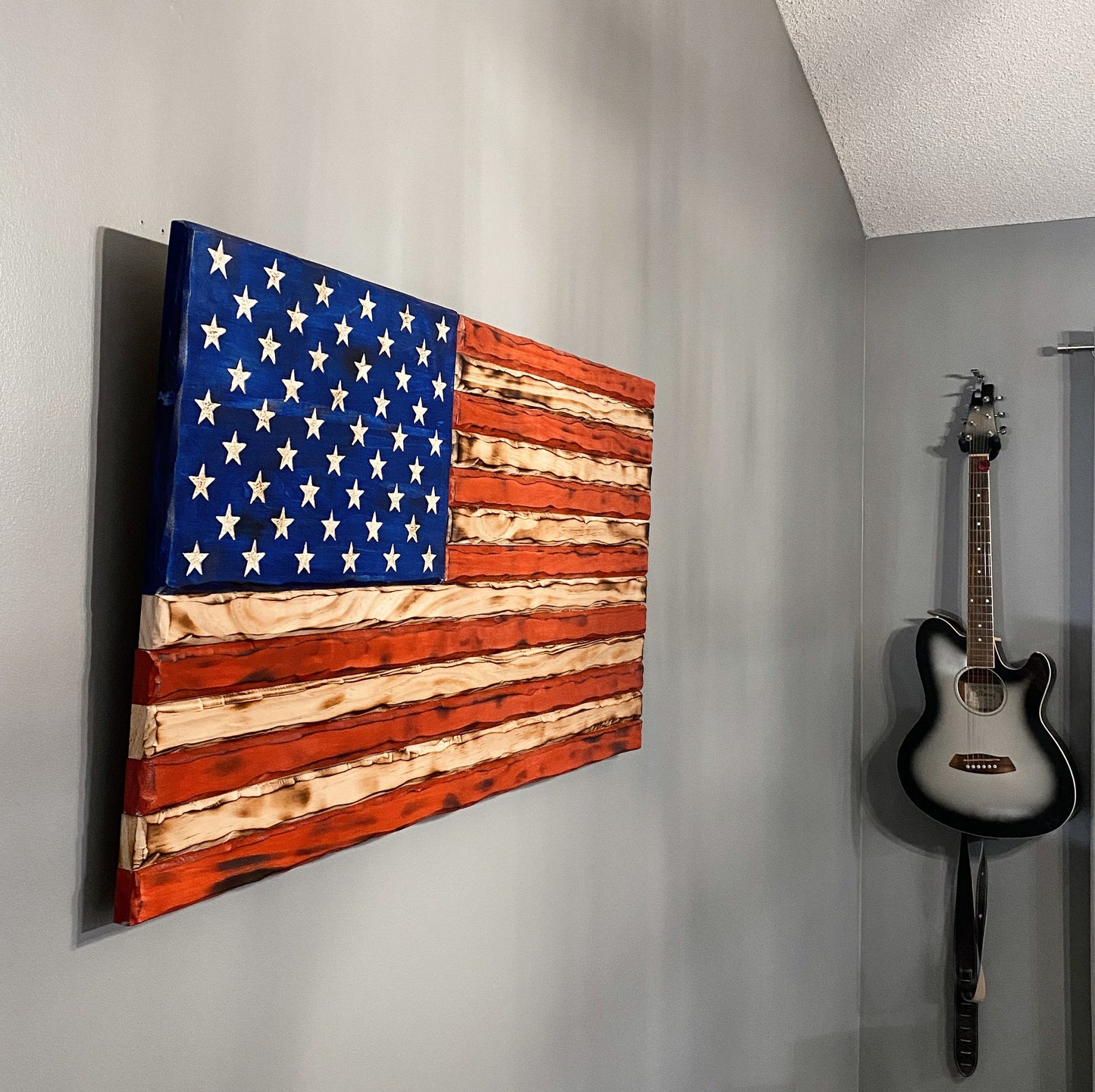 Rustic Wood American Flag | Pallet Flag | USA Wall Flag | Charred Wood Flag | Burned Wood Sign | USA Wood Art | Wood Working