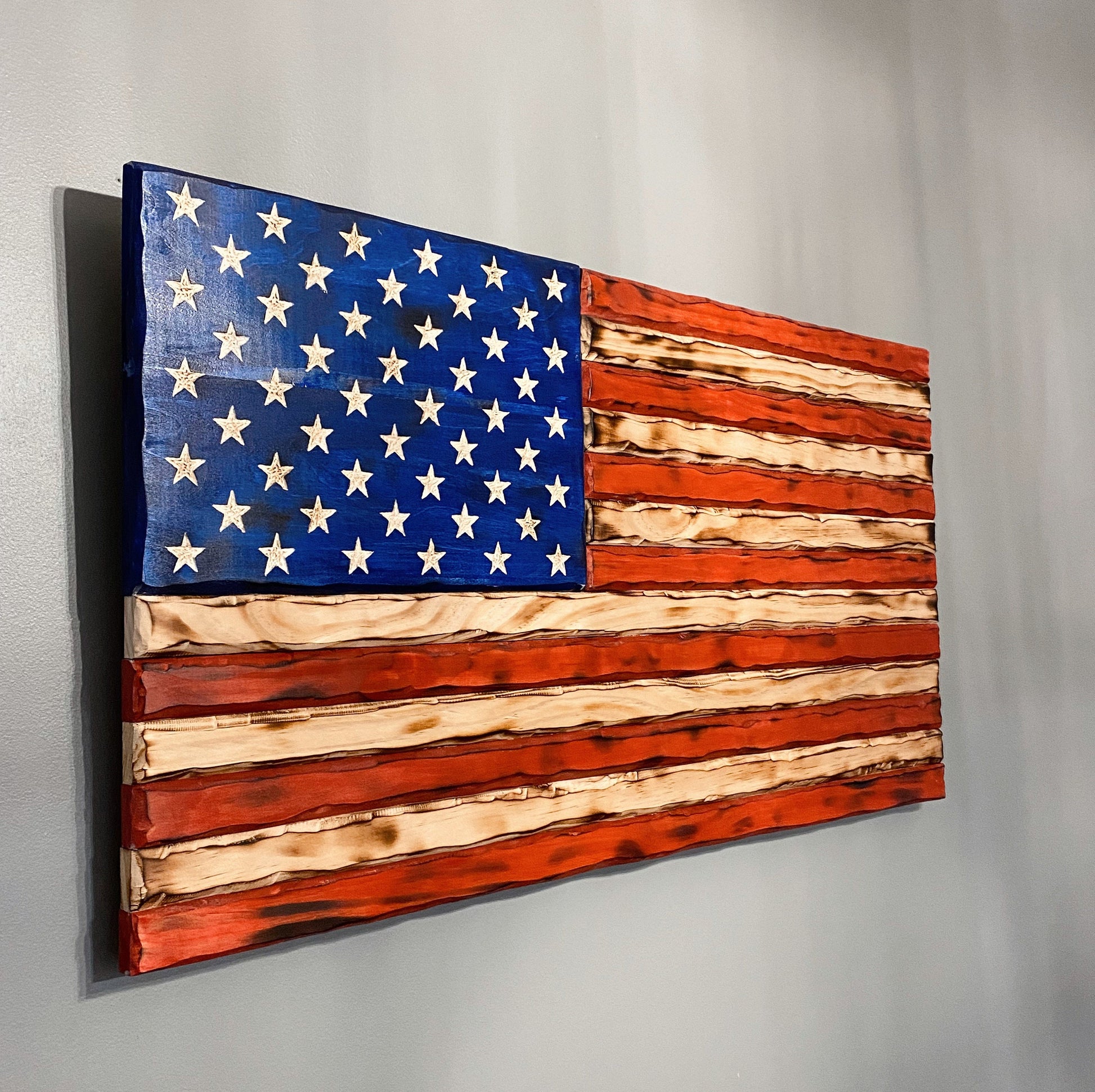 Rustic Wood American Flag | Pallet Flag | USA Wall Flag | Charred Wood Flag | Burned Wood Sign | USA Wood Art | Wood Working