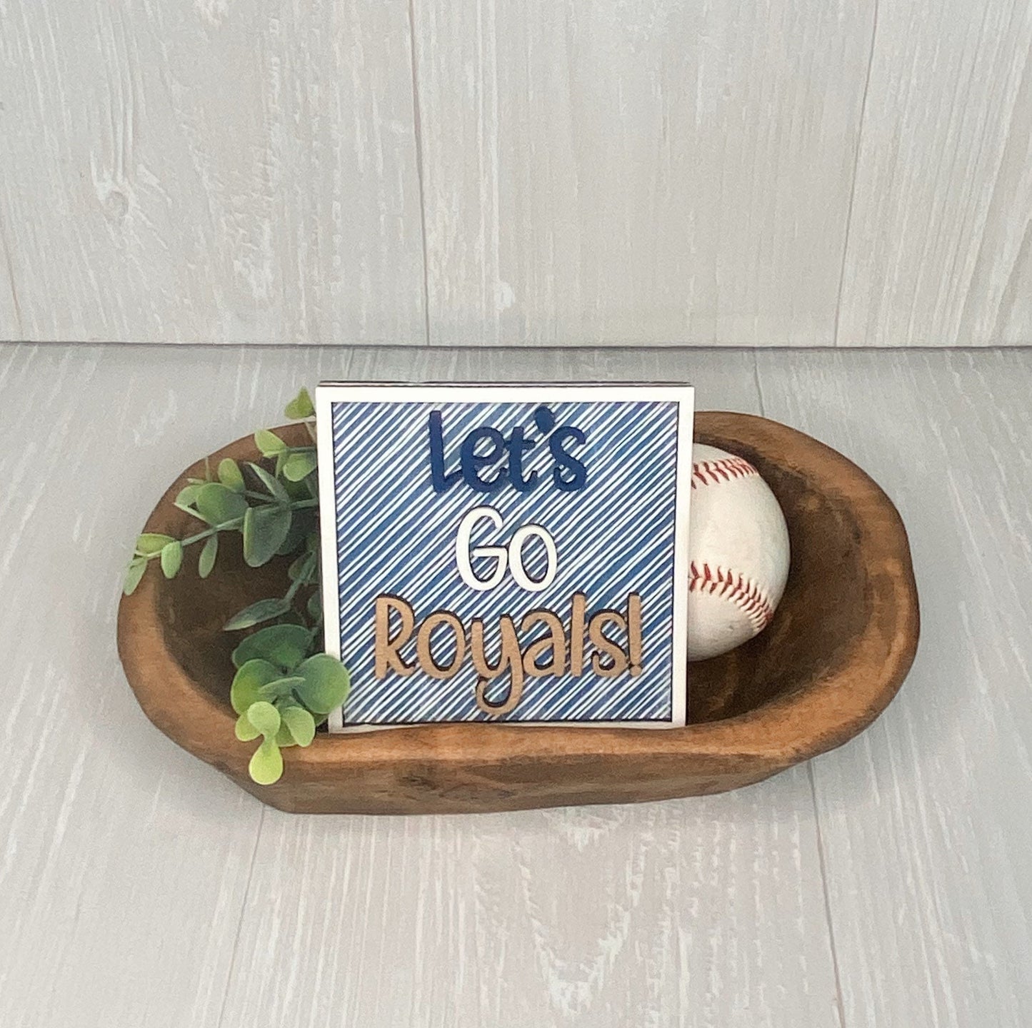 Kansas City Royals Baseball Tiered Tray Leaning Ladder Decore | KC Royals Farmhouse Wood Sign |