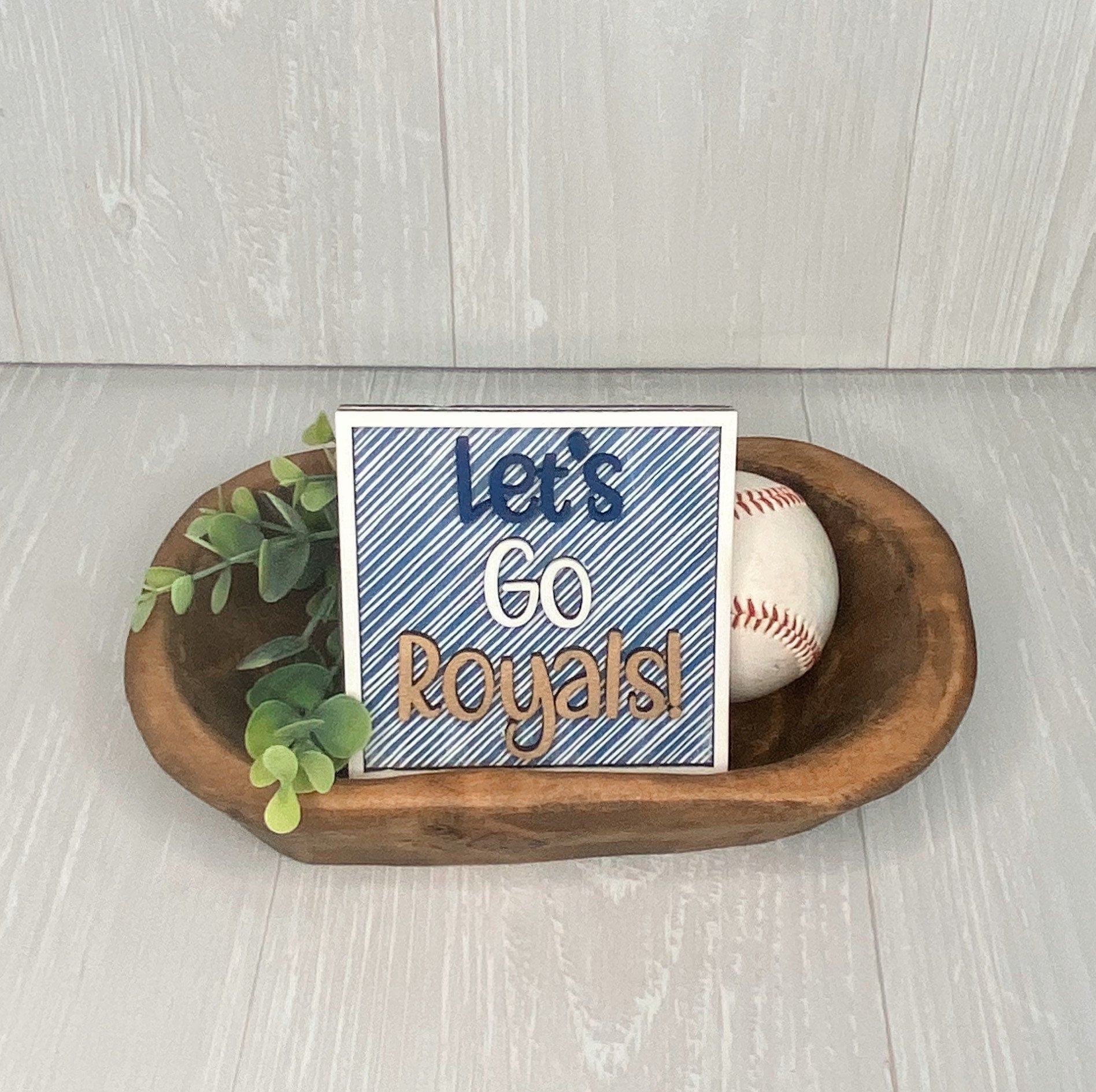 Kansas City Royals Baseball Tiered Tray Leaning Ladder Decore | KC Royals Farmhouse Wood Sign |