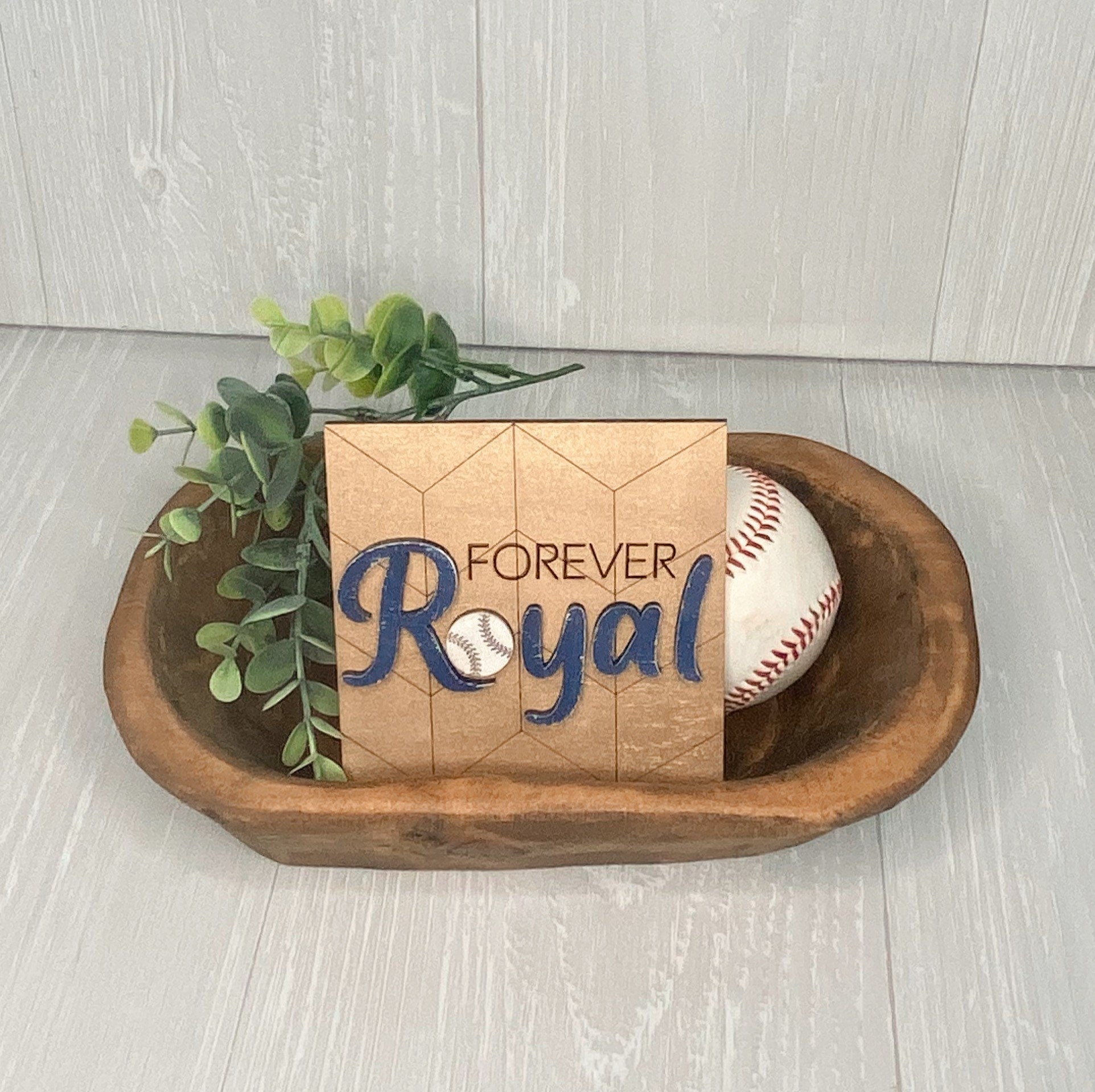 Kansas City Royals Baseball Tiered Tray Leaning Ladder Decore | KC Royals Farmhouse Wood Sign |