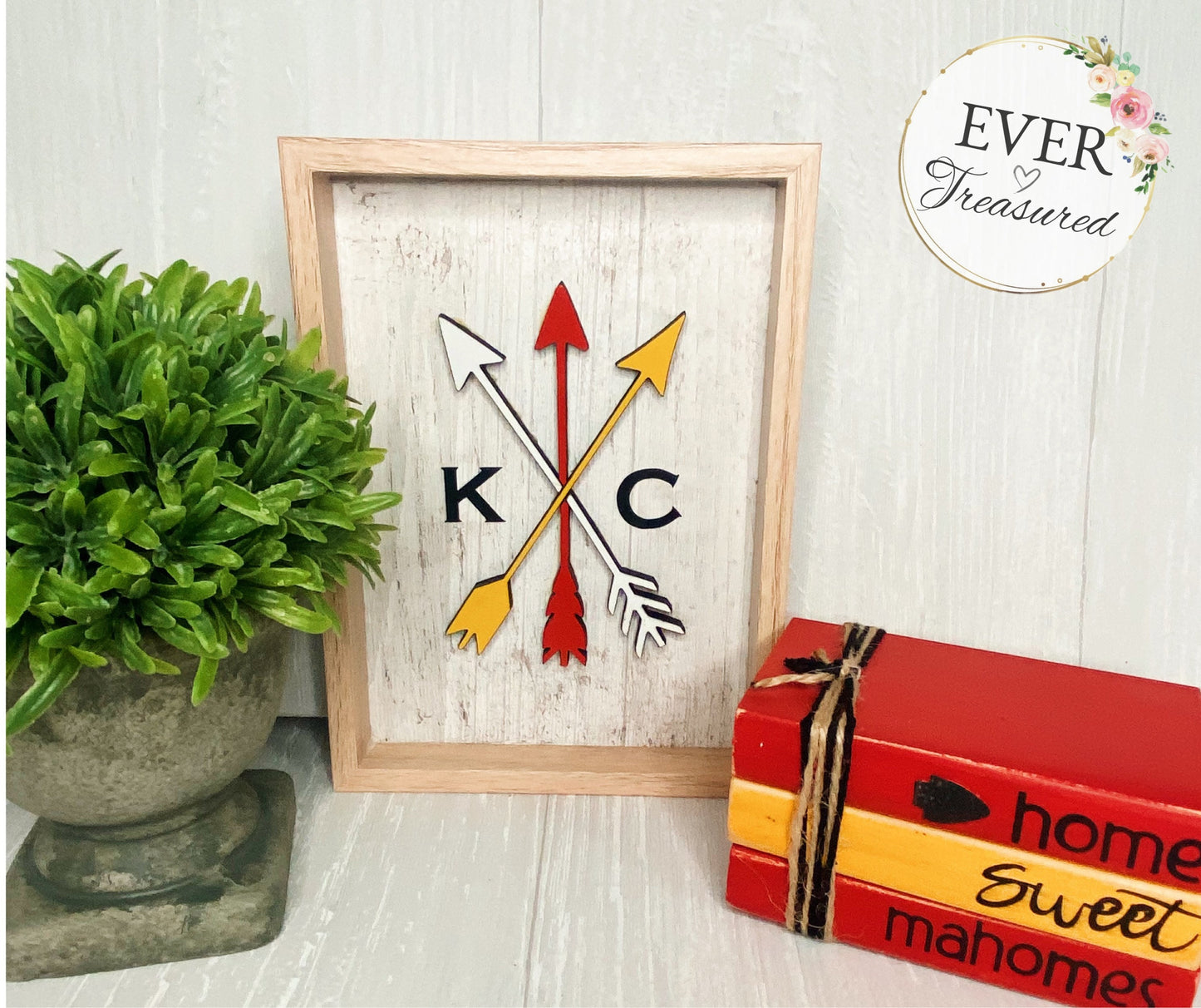 Live Love Chiefs Sign | Chiefs Collection | Kansas City Frame | Chiefs Bookstack | KC Farmhouse Decor | Chiefs fan gift idea