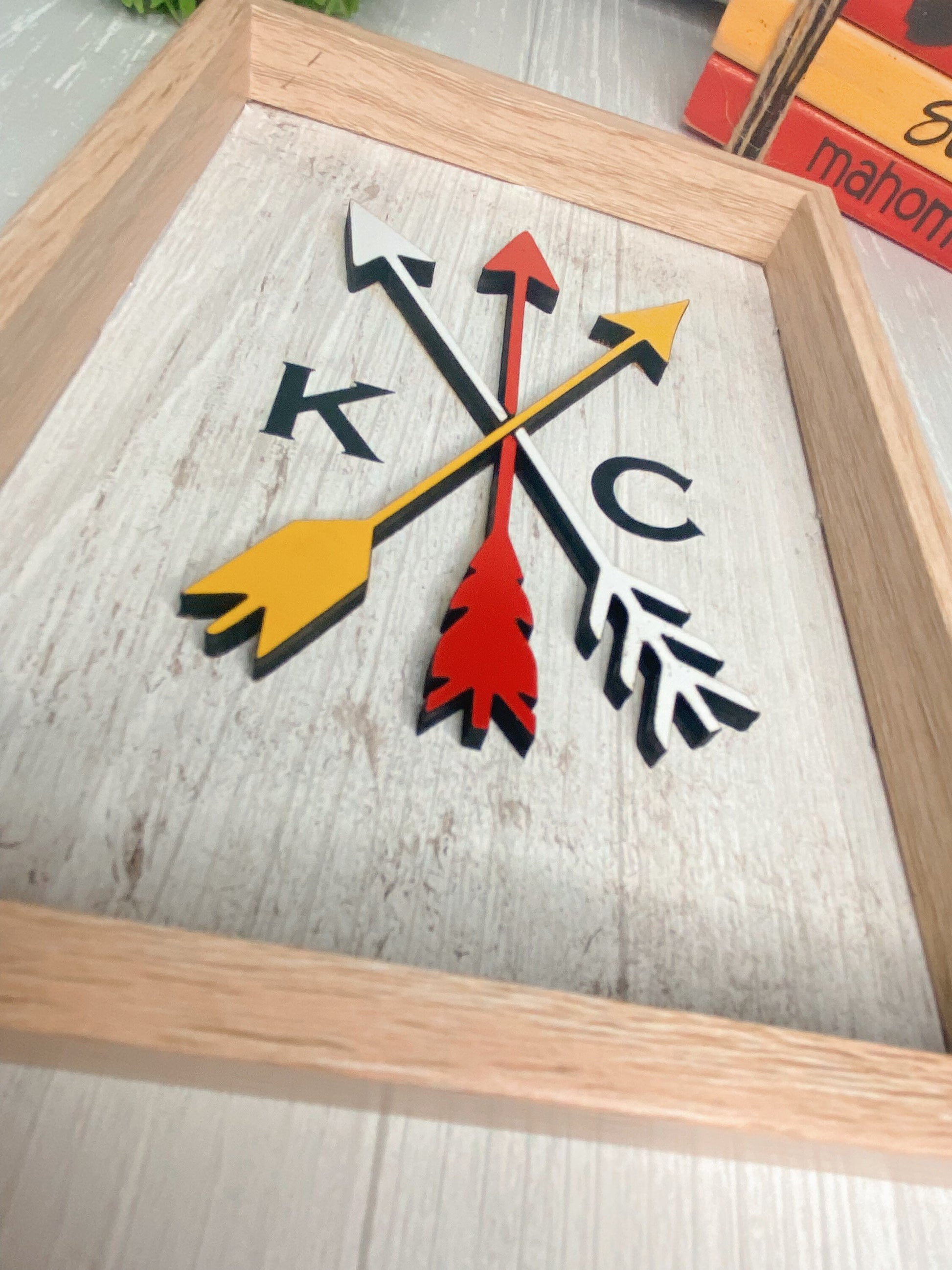 Live Love Chiefs Sign | Chiefs Collection | Kansas City Frame | Chiefs Bookstack | KC Farmhouse Decor | Chiefs fan gift idea