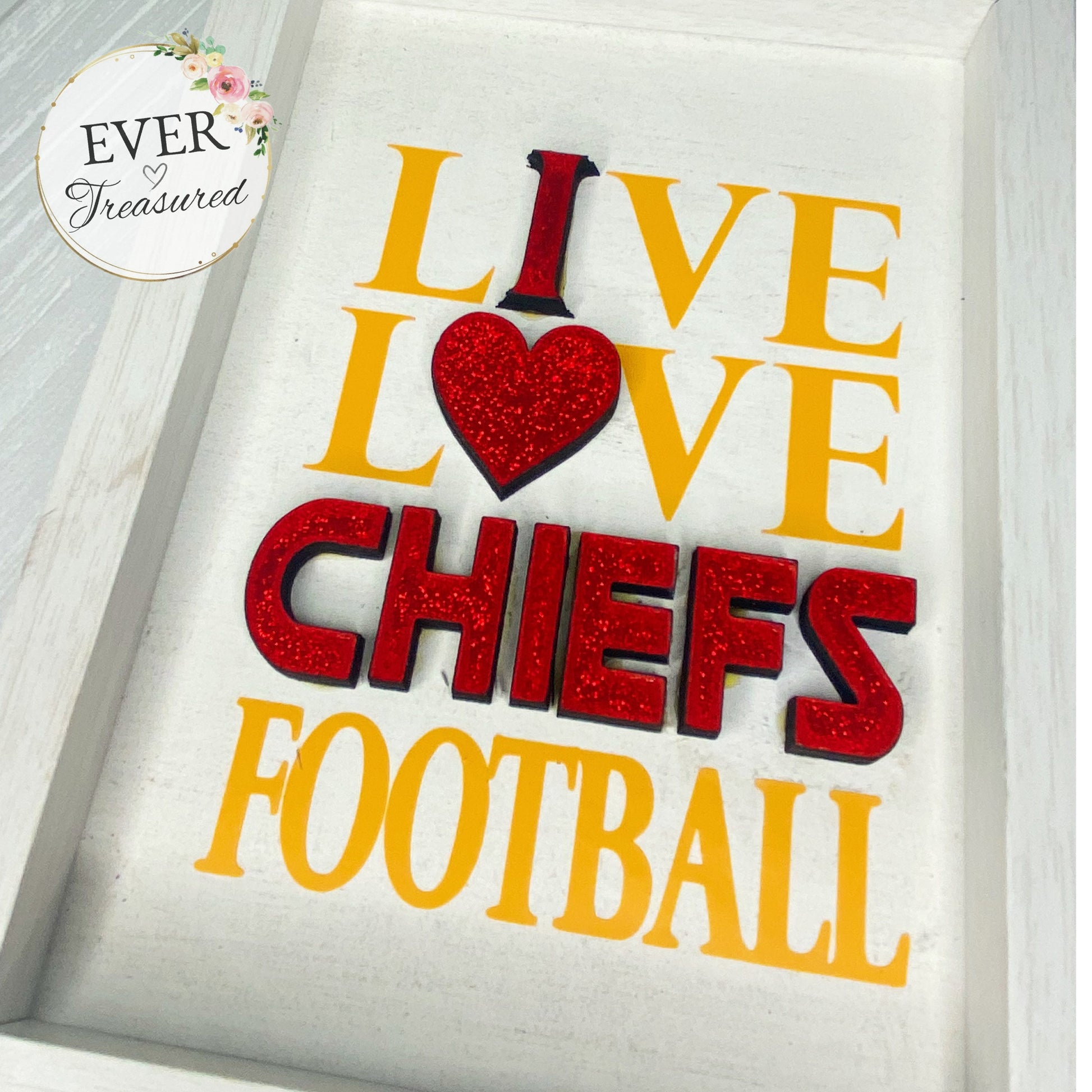 Live Love Chiefs Sign | Chiefs Collection | Kansas City Frame | Chiefs Bookstack | KC Farmhouse Decor | Chiefs fan gift idea