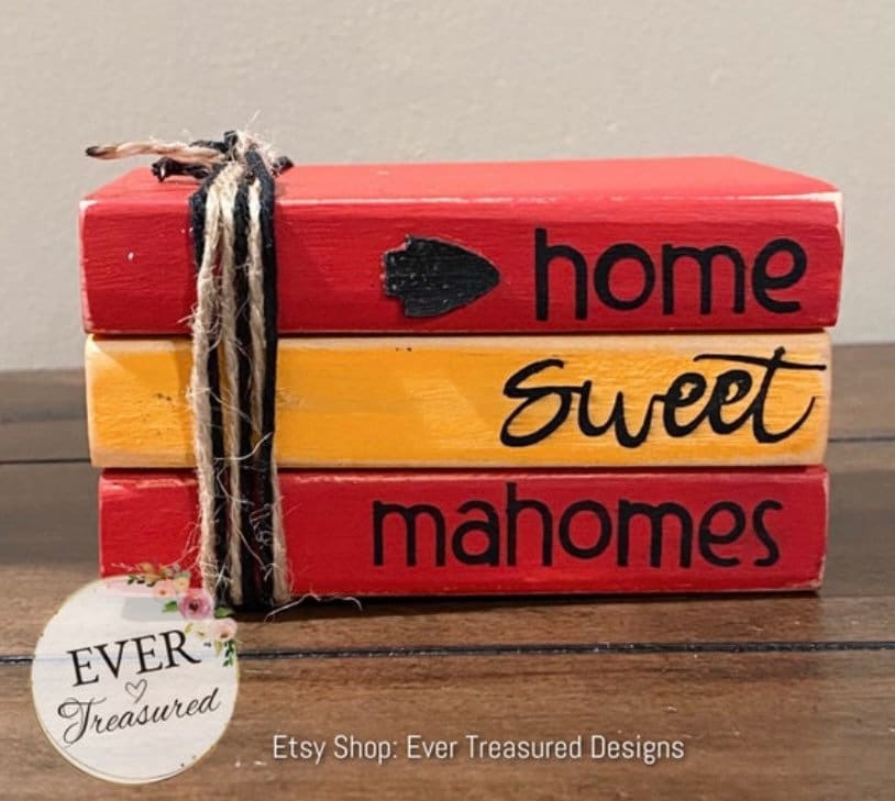 Live Love Chiefs Sign | Chiefs Collection | Kansas City Frame | Chiefs Bookstack | KC Farmhouse Decor | Chiefs fan gift idea