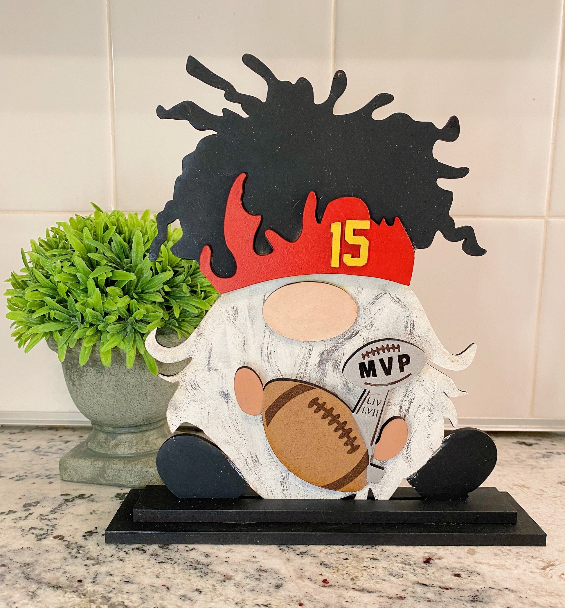 Kansas City Chiefs MVPat Magnomes | Mahomes Gnome | Mahomes MVP Sign | KC Chiefs Decor | Chiefs Gnome