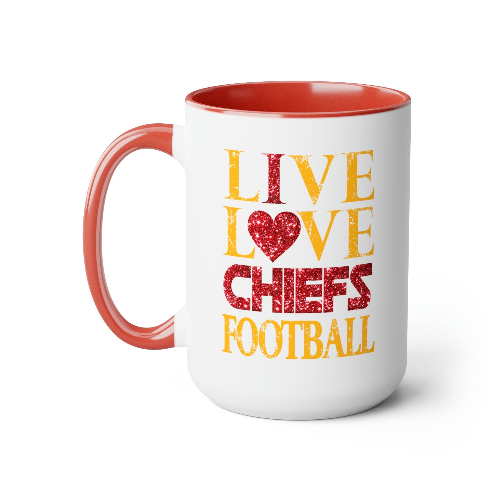 Live Love KC Chiefs Football Coffee Mug Kansas City Football Fan Gift Idea