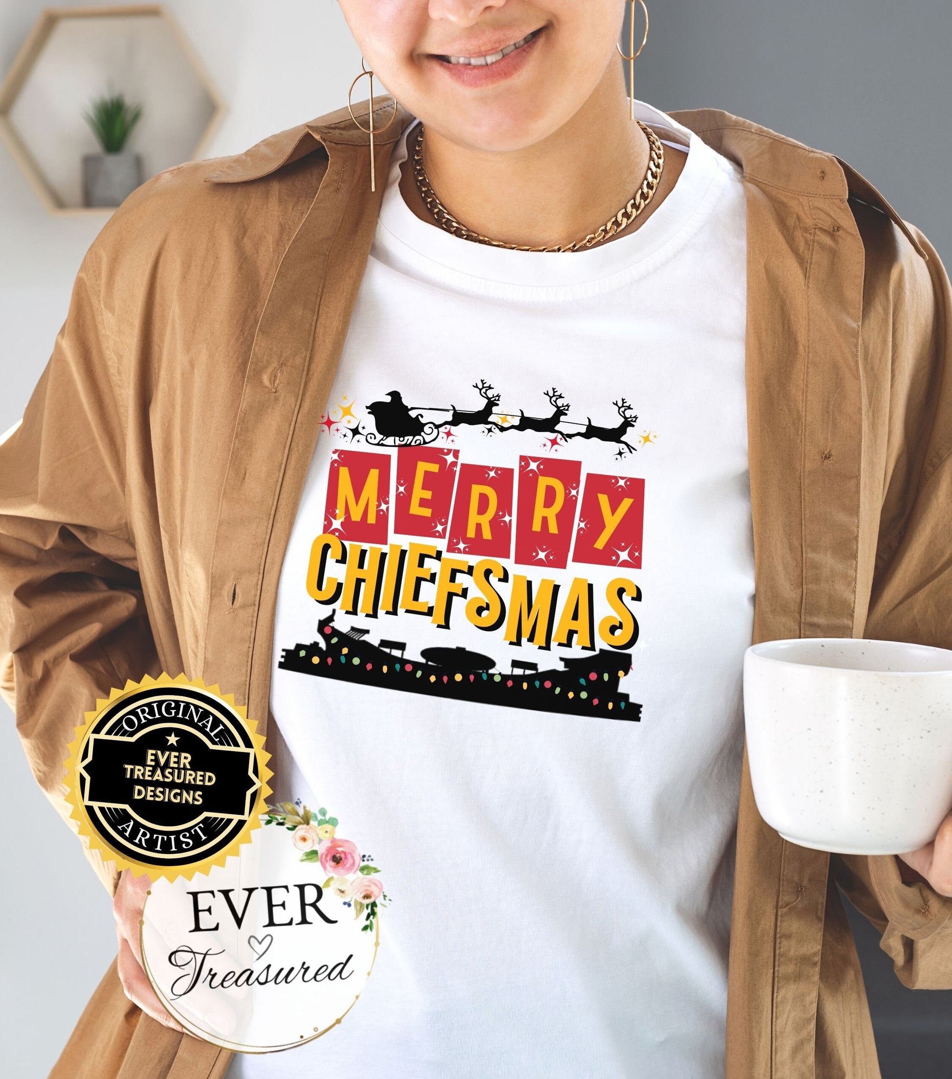 Kansas City Chiefs Merry Chiefsmas Tshirt Unisex | Arrowhead KC Christmas Eve Santa Shirt