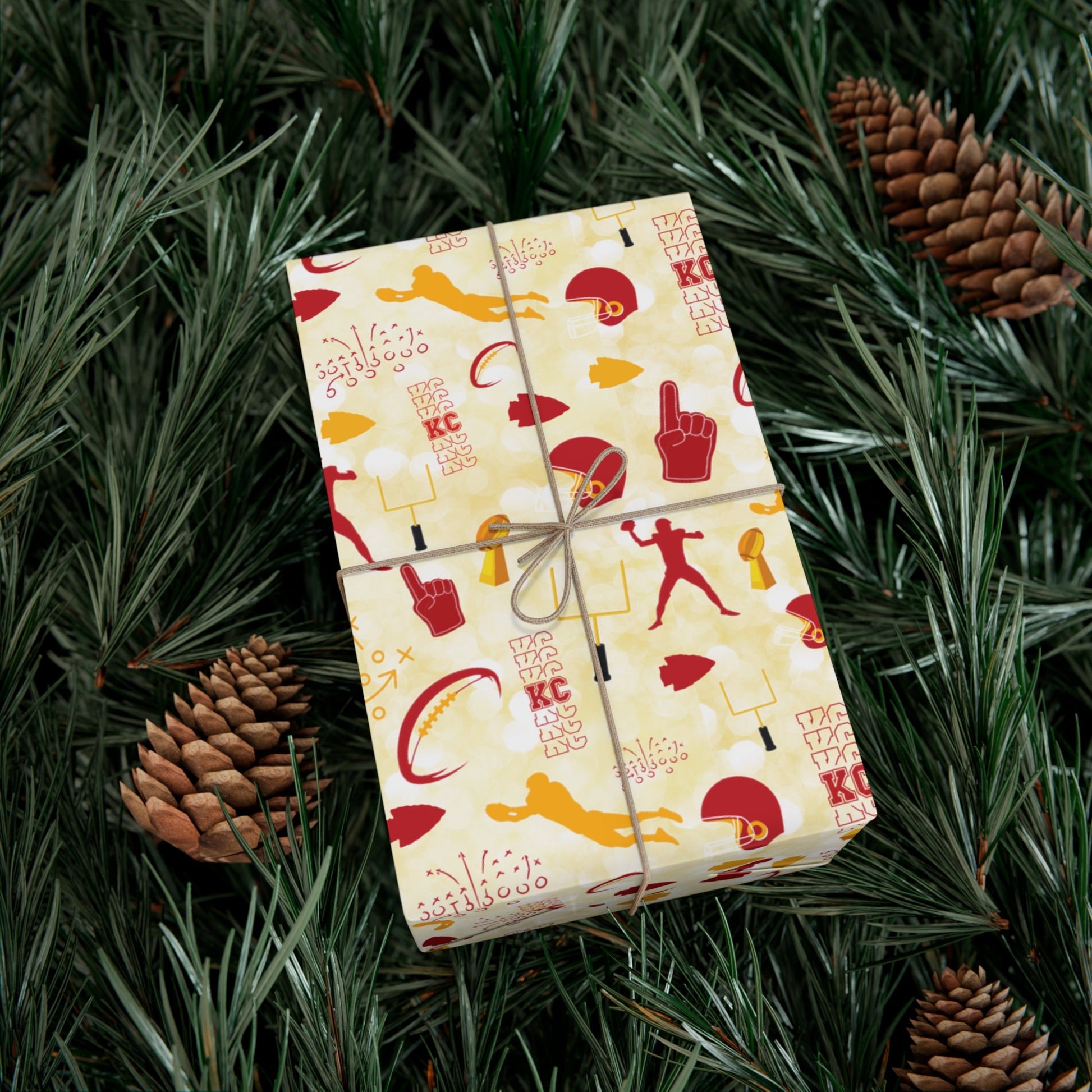 KC Chiefs Arrowhead Gift Wrapping Paper Red Kingdom Football Christmas Birthday Sports Gift Wrap Kelce Mahomes Fan Gift