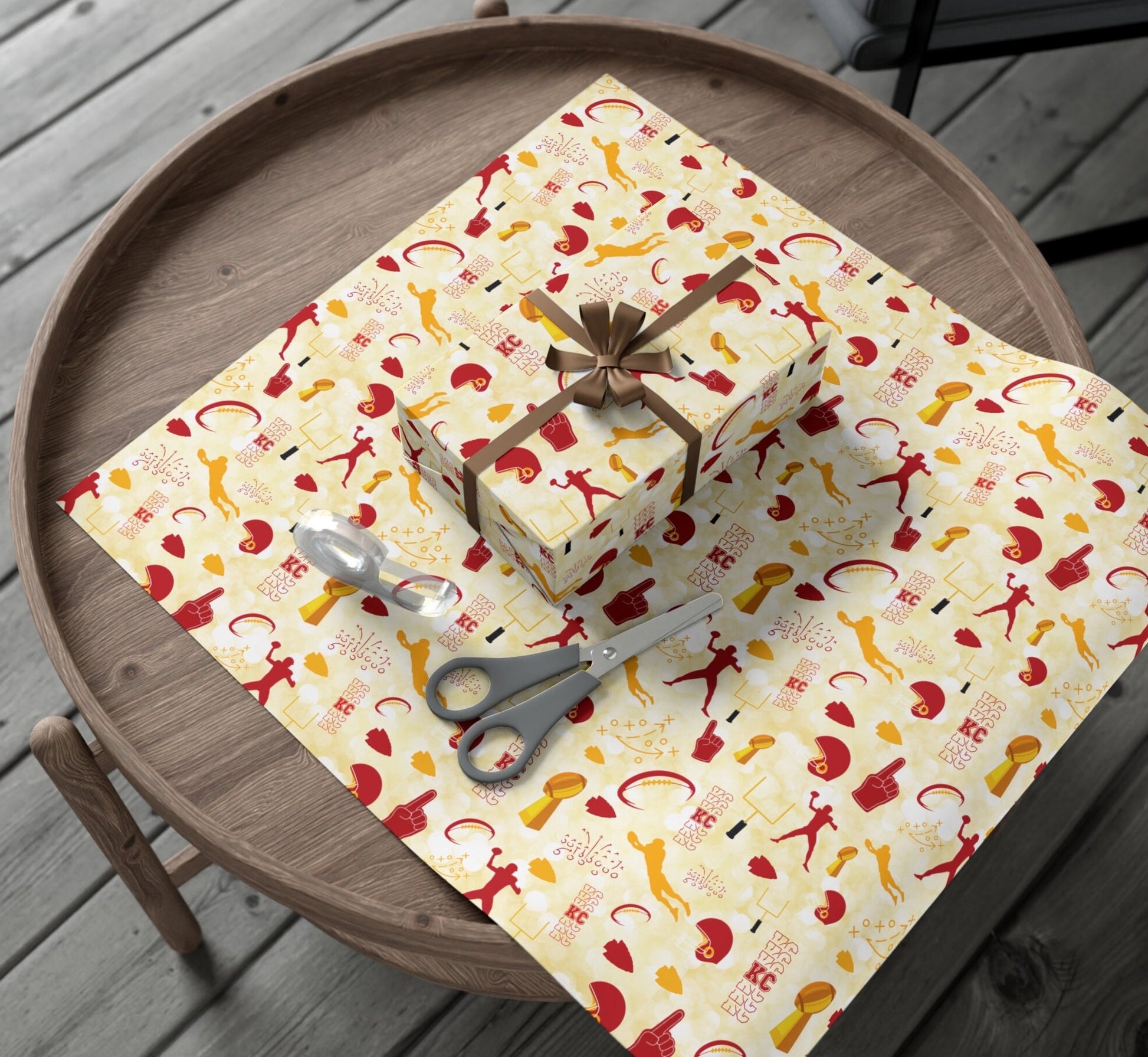 KC Chiefs Arrowhead Gift Wrapping Paper Red Kingdom Football Christmas Birthday Sports Gift Wrap Kelce Mahomes Fan Gift