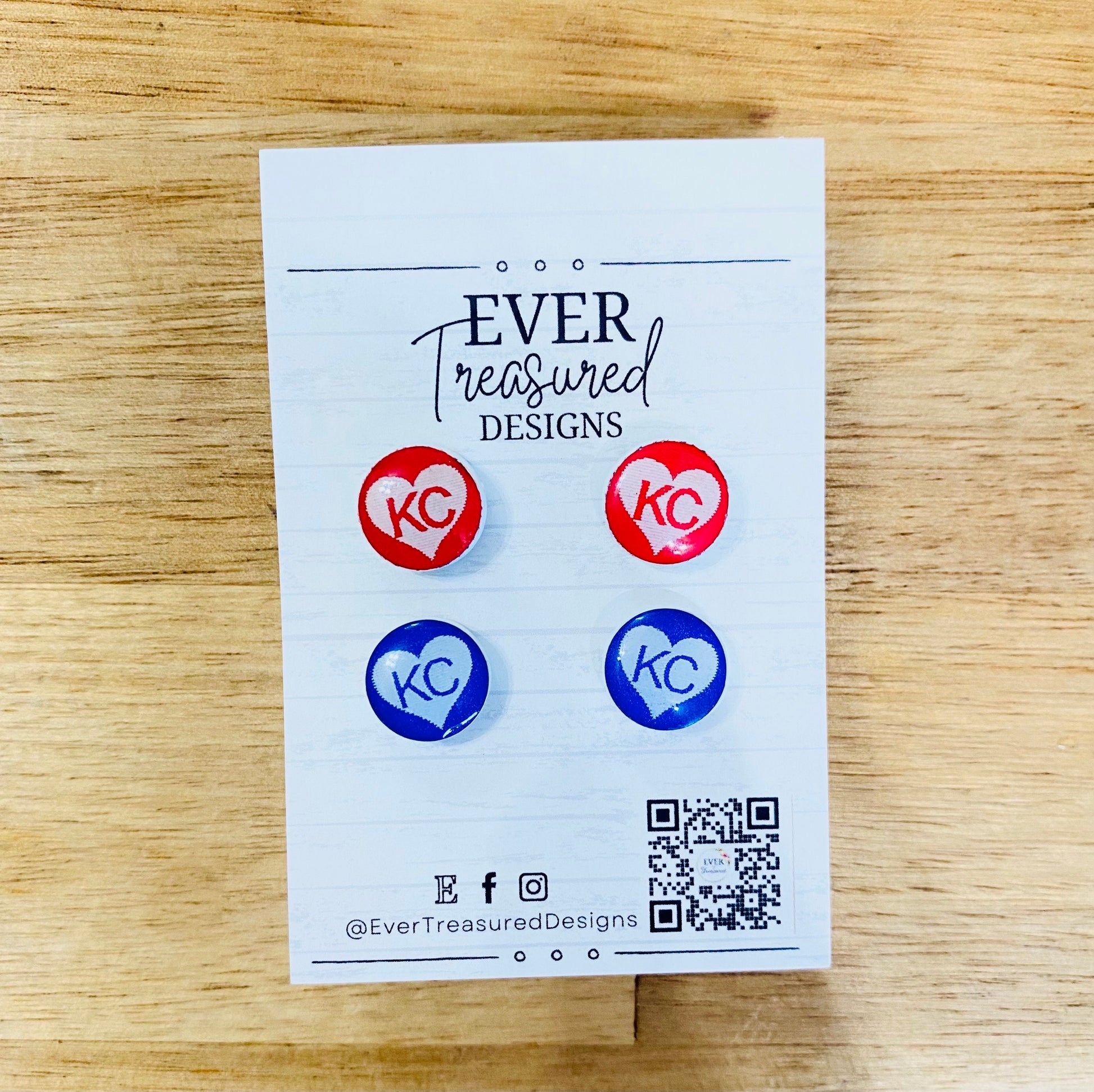 Heart KC Chiefs & Royals Stud Earrings | Kansas City Crowned Heart Jewelry | KC Football Champs Baseball Playoff Druzy Bling