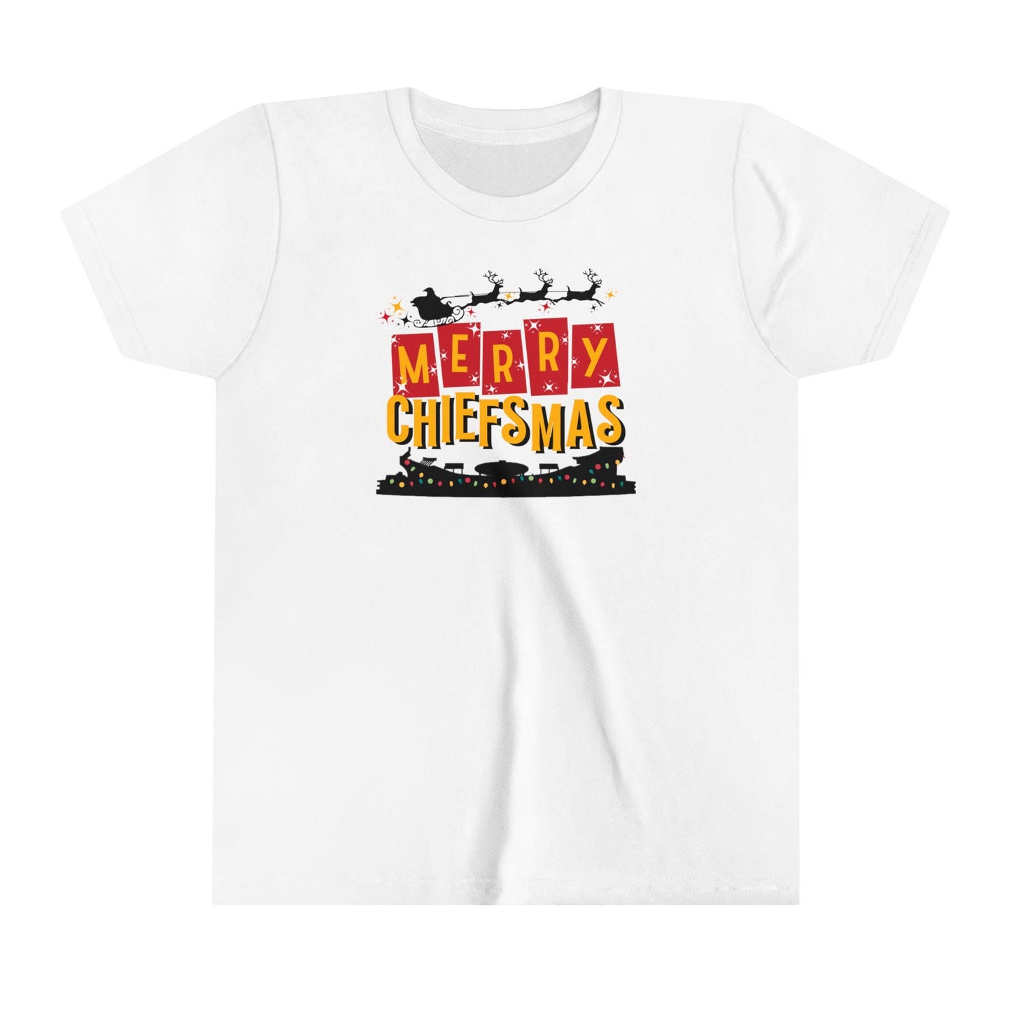 Kansas City Chiefs Christmas Arrowhead Youth Short Sleeve Tee | Holiday Kids Shirt, Santa Eve Gift, Chiefsmas Tshirt, KC Football Tee, Youth