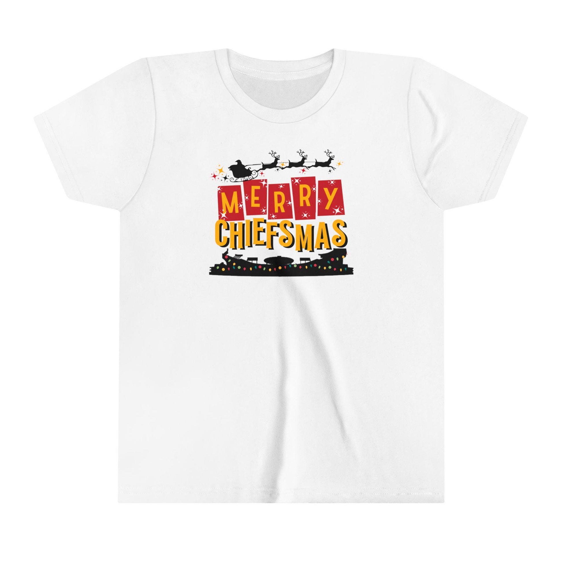 Kansas City Chiefs Christmas Arrowhead Youth Short Sleeve Tee | Holiday Kids Shirt, Santa Eve Gift, Chiefsmas Tshirt, KC Football Tee, Youth