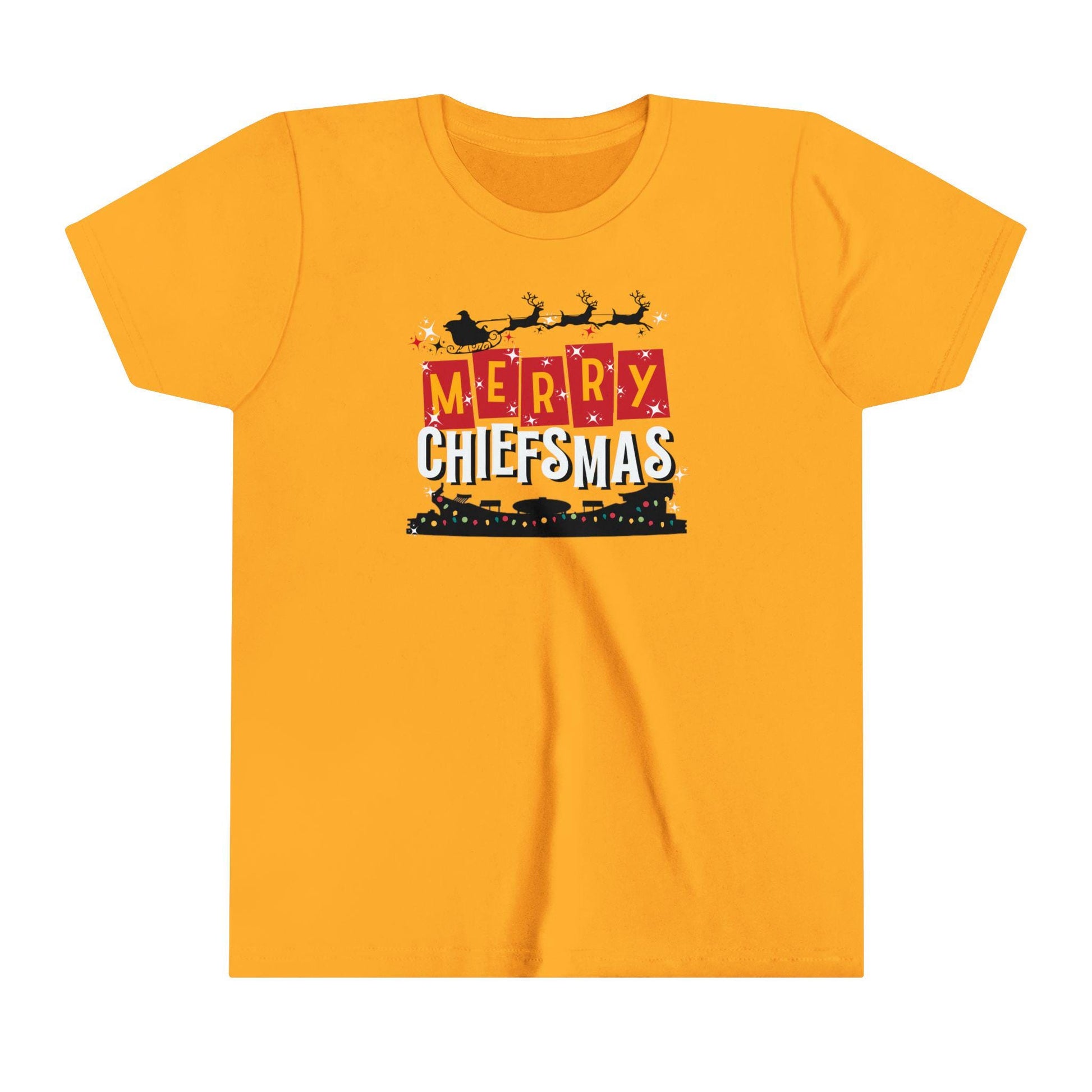 Kansas City Chiefs Christmas Arrowhead Youth Short Sleeve Tee | Holiday Kids Shirt, Santa Eve Gift, Chiefsmas Tshirt, KC Football Tee, Youth