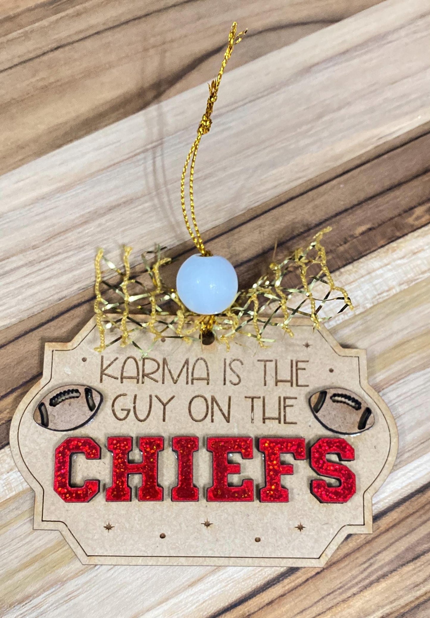 Karma is a guy on the Chiefs Ornament Kelce Swift KC Football Fan Christmas Decor Go Taylor’s Boyfriend Swiftmas Bag Charm Gift Idea