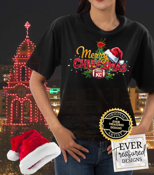 Merry Chiefsmas Kansas City Chiefs Christmas Game Fan Tee | KC Football Christmas Day Santa Holiday Shirt Adult Unisex