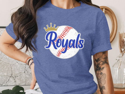 Royals Baseball T-Shirt, Crown Baseball Graphic Shirt, Womens Royals Tee, Baseball Fan Gift, Trendy Royals Shirt