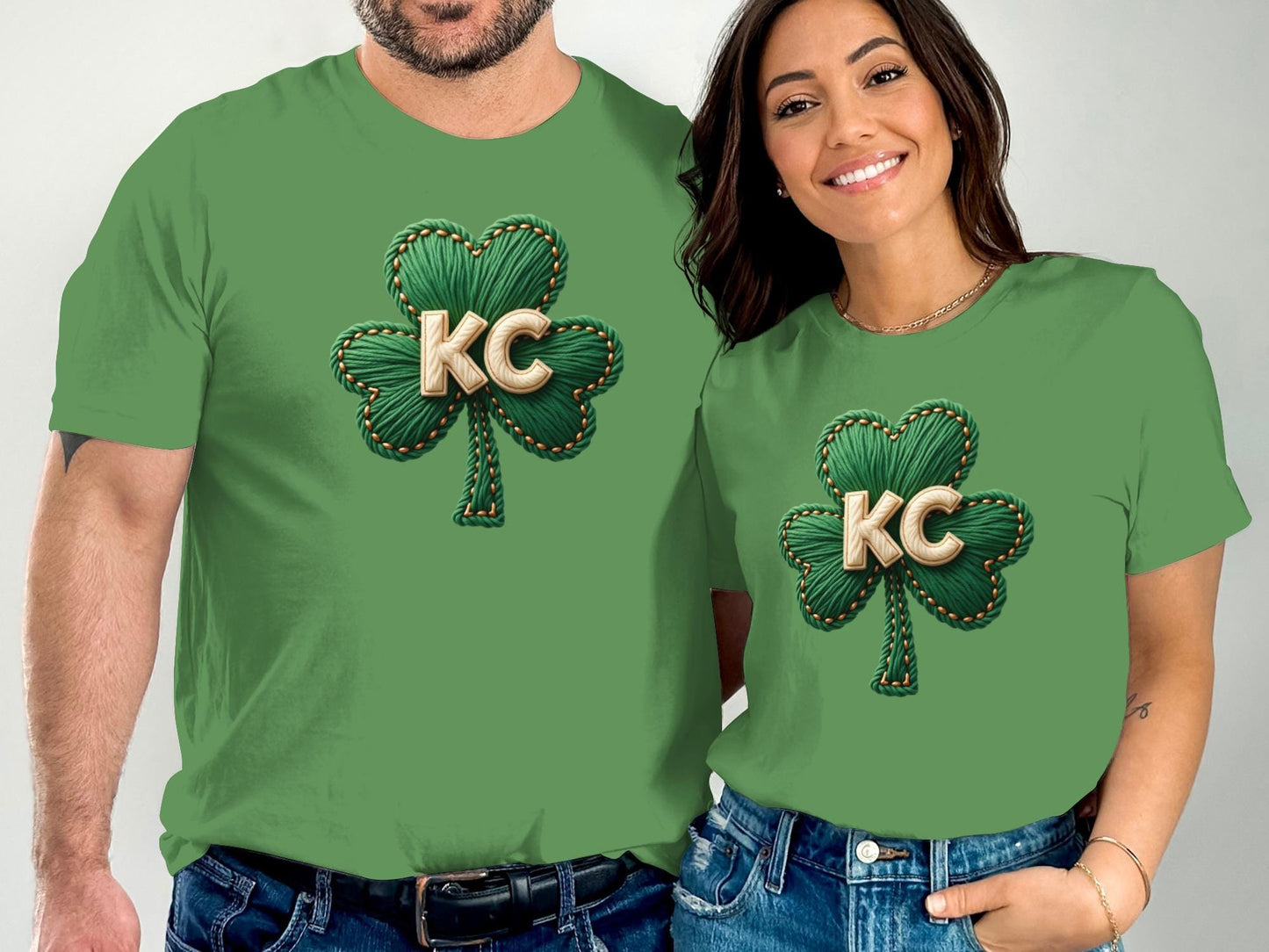 KC Shamrock T-Shirts, St. Patrick's Day Matching Tees, Green Clover Shirts, Irish Pride Tops, Couples Shamrock Shirts, Unisex St. Paddy's
