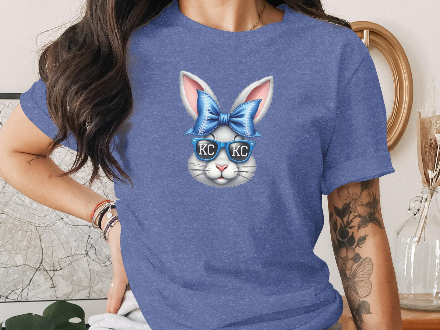 Cute Bunny KC Sunglasses Graphic Tee, Easter Rabbit T-Shirt, Fun Easter Bunny Shirt, Trendy Animal Graphic Top, Spring Casual Wear