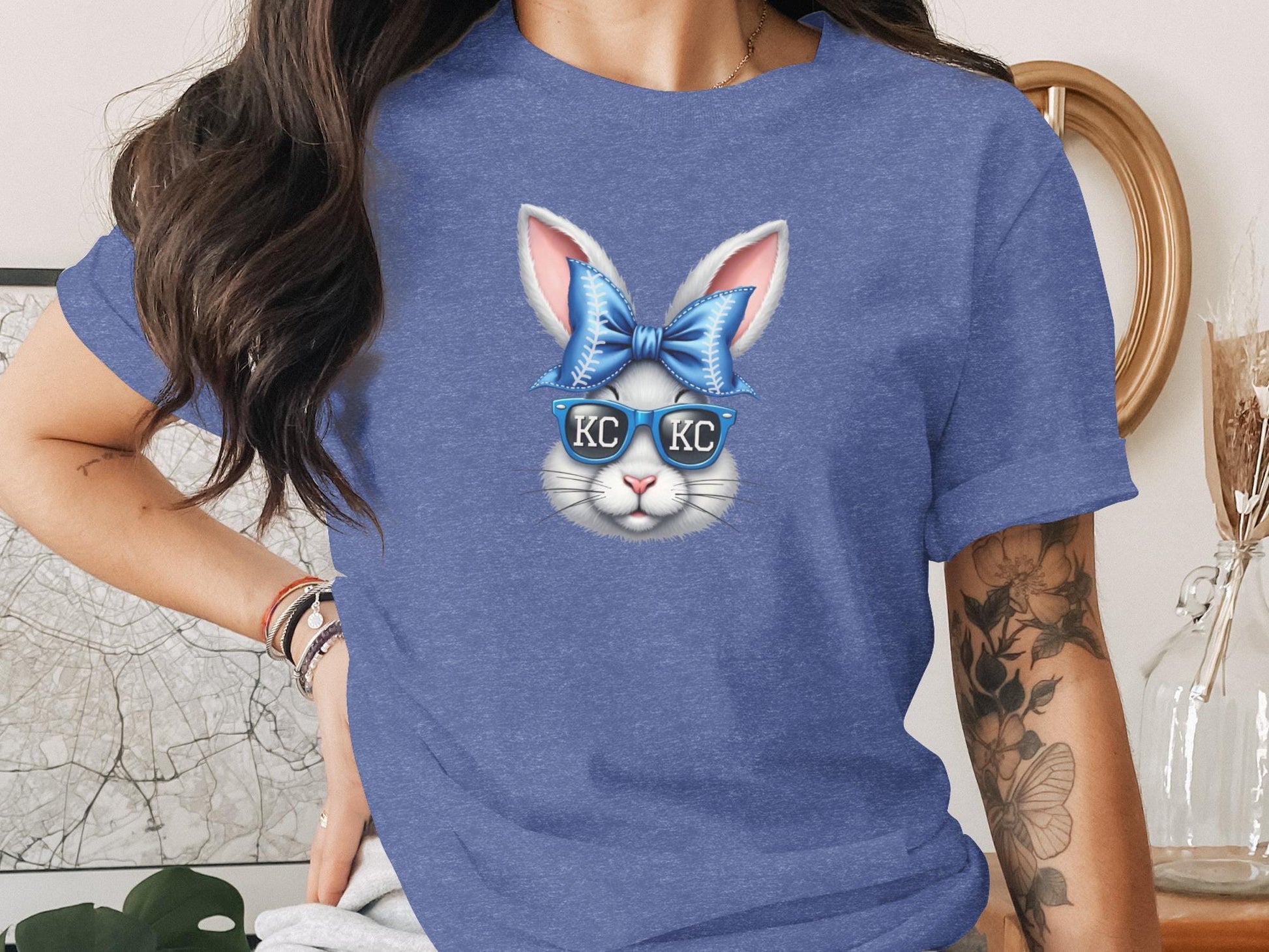 Cute Bunny KC Sunglasses Graphic Tee, Easter Rabbit T-Shirt, Fun Easter Bunny Shirt, Trendy Animal Graphic Top, Spring Casual Wear