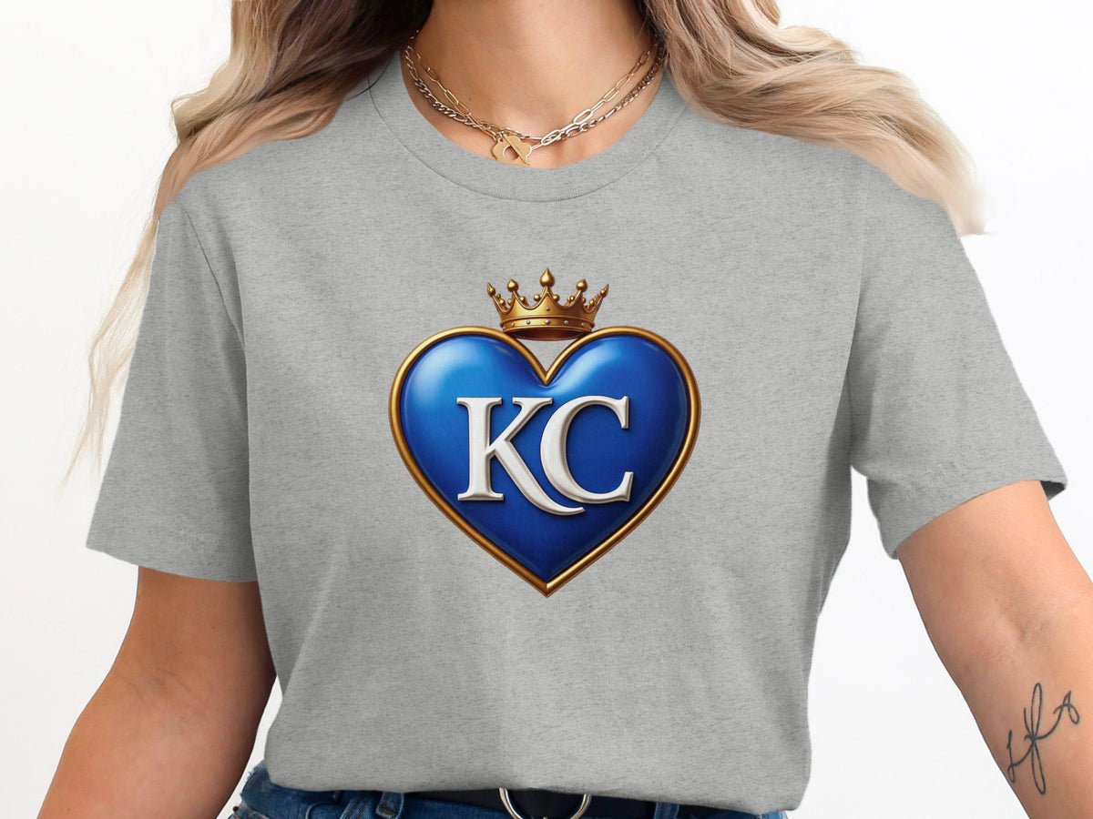 Kc Heart Crown T Shirt, Kansas City Fan Tee, kc City Shirt, Heart Design kc Tee, Women's Graphic Tee, Royals Heart kc Shirt