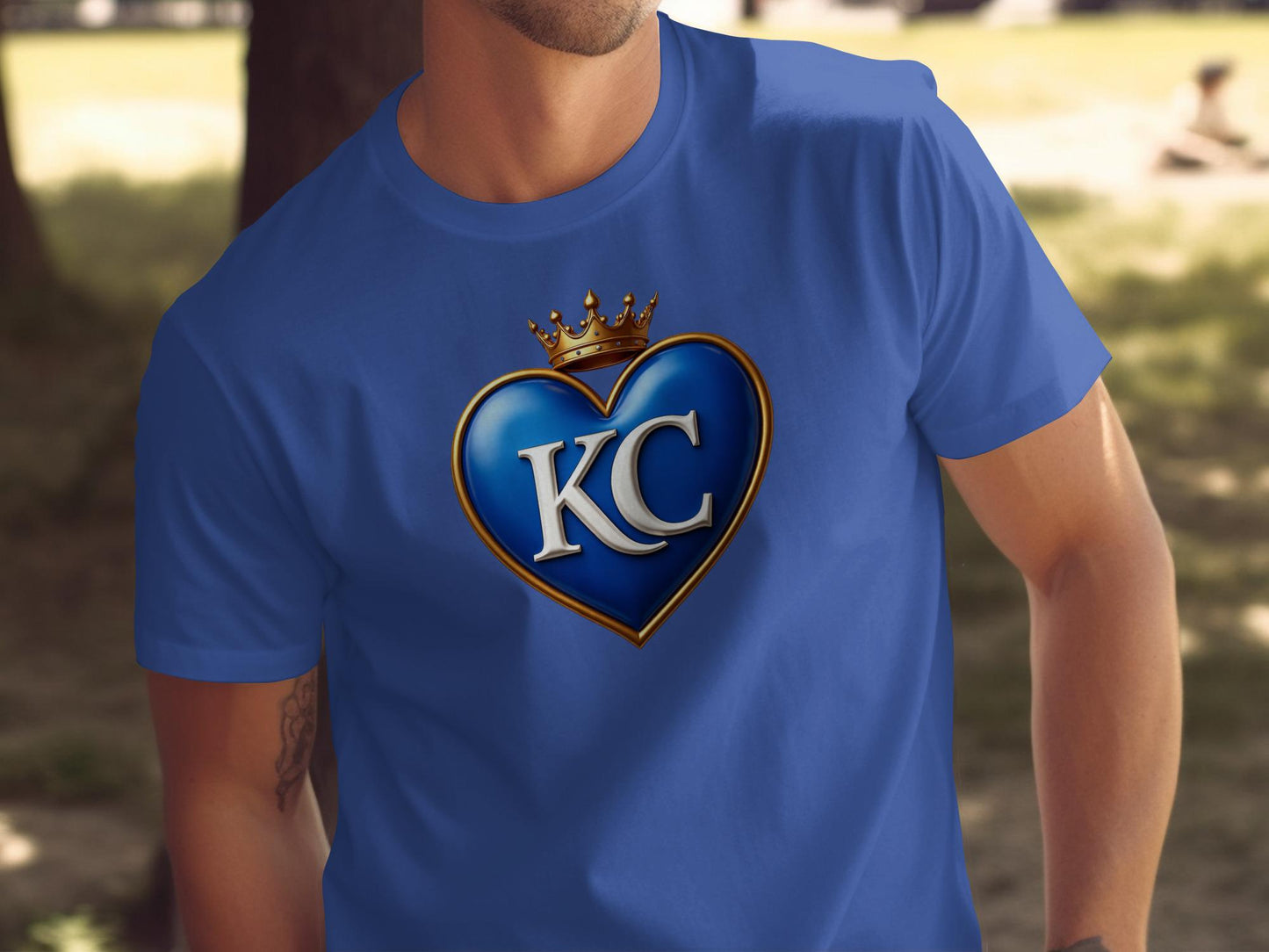 Kc Logo T-shirt, Blue Heart kc Tee, Kansas City Crown Shirt, Royal Blue kc Heart, Unisex kc Fan Apparel, Stylish kc Supporter Gift