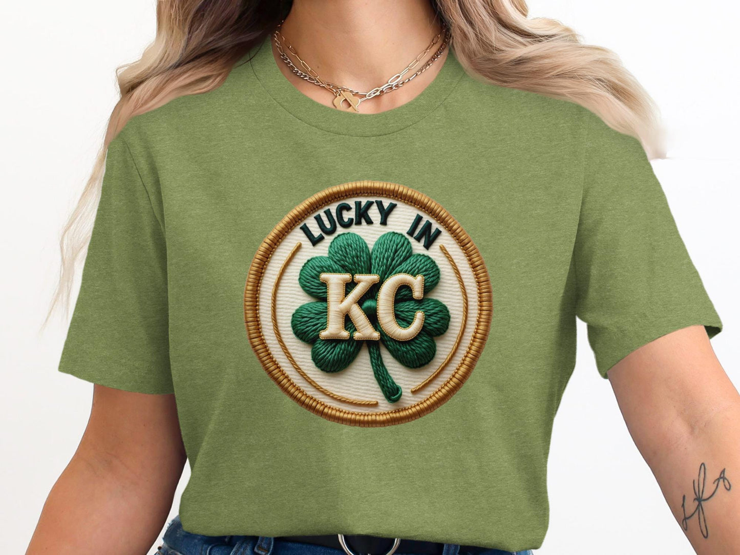Lucky in KC T-Shirt, Four Leaf Clover Graphic Tee, St. Patrick's Day Shirt, Irish Pride, Kansas City Gift, Shamrock Design