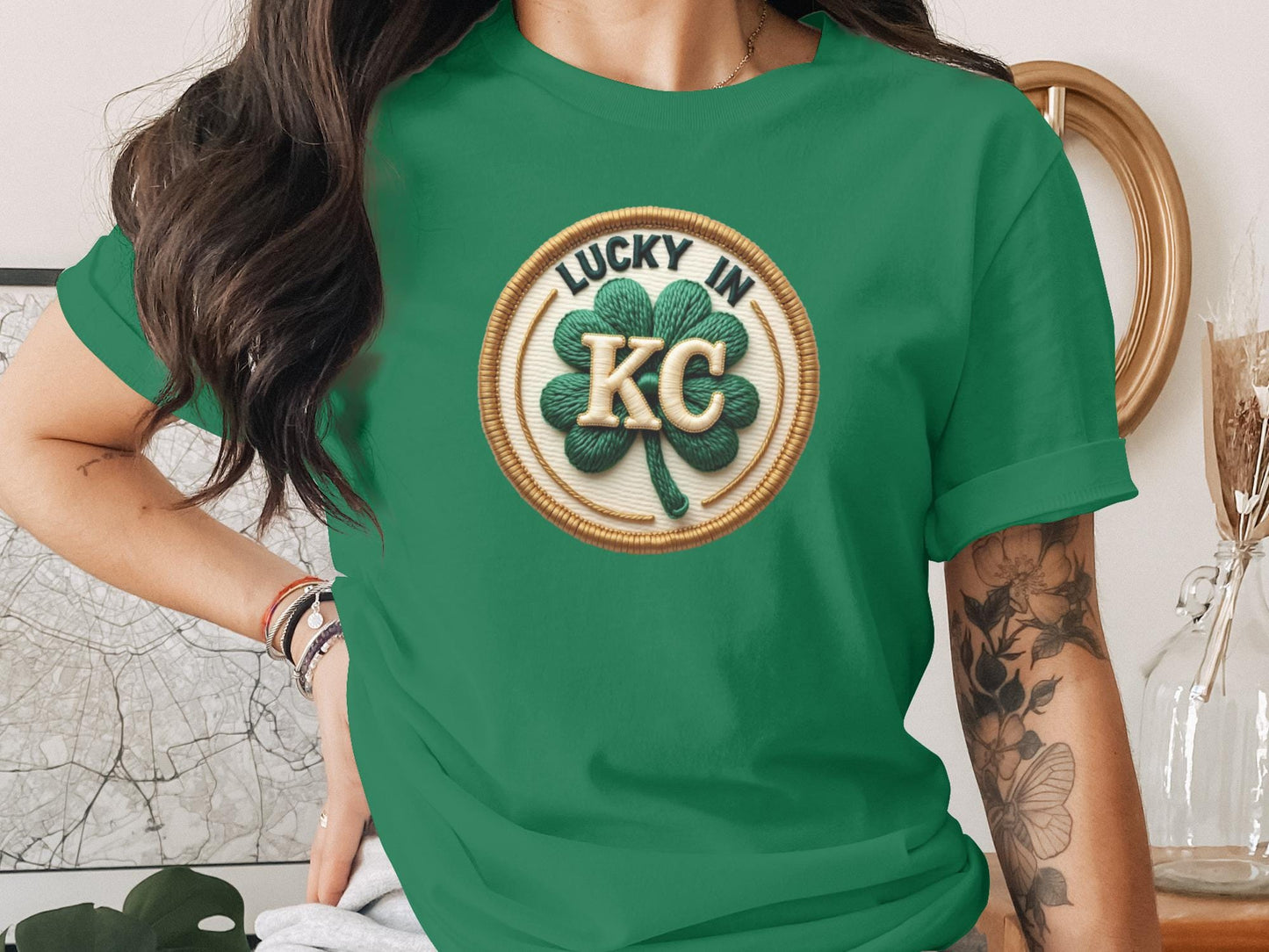 Lucky In KC Shirt, Shamrock Kansas City Tee, Irish Pride, St. Patrick's Day Top, Green Clover Graphic, Casual Wear, Women's Holiday Outfit