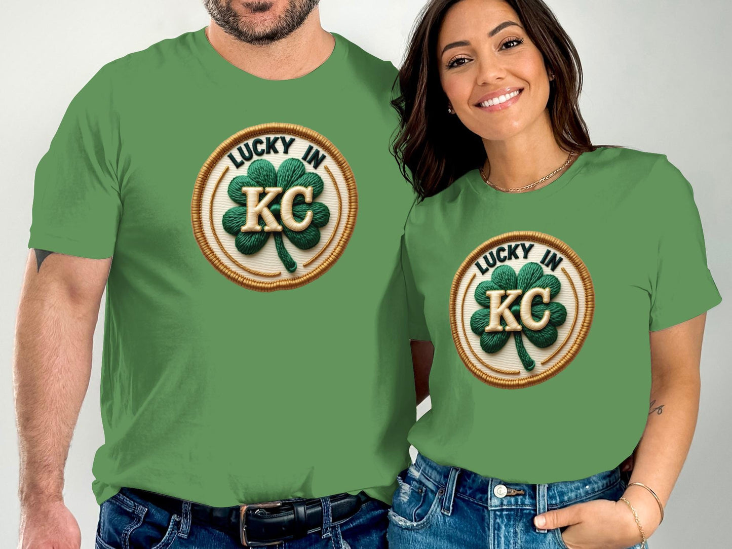 Lucky in KC T-shirt, Kansas City Shamrock Tee, St. Patrick's Day Shirt, Matching Couples Shirts, Green Clover KC Tshirt