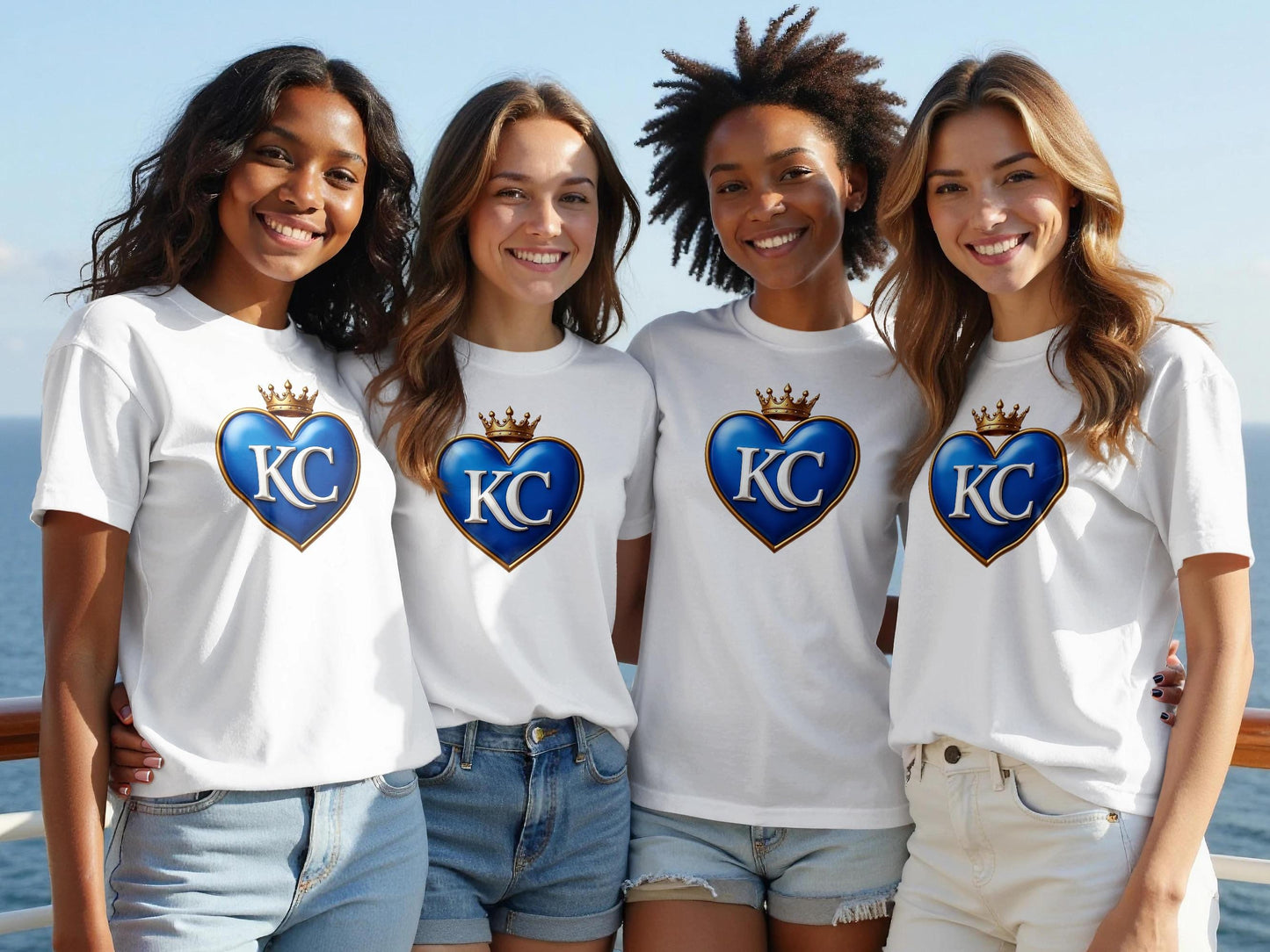 KC Logo T-shirt, Matching Friends Tee, Stylish Group Outfit, Casual Women's Top, Cute Summer Shirt, Trendy Vacation Wear