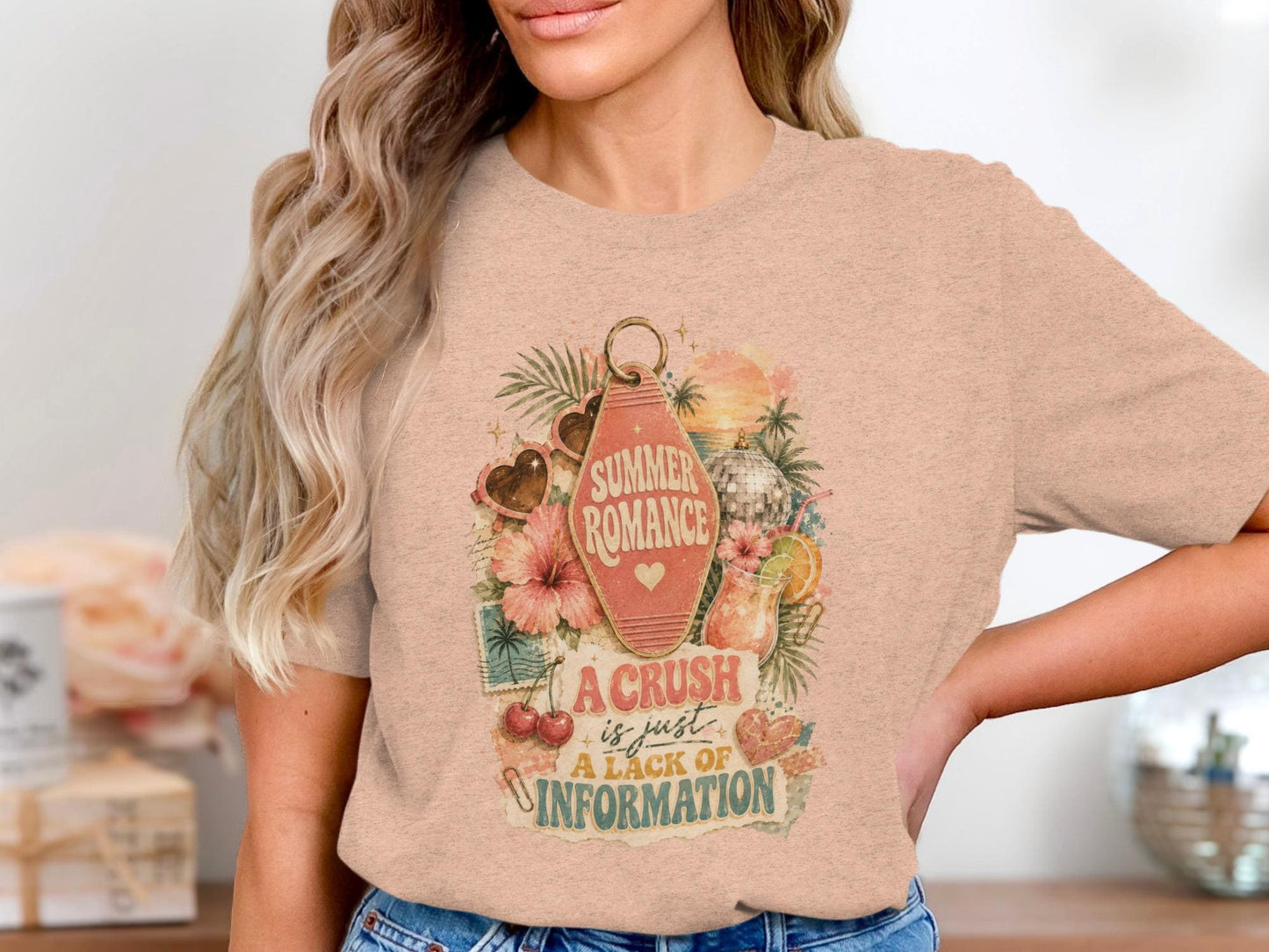 T-shirt graphic: "Summer Romance" and "A crush is just a lack of information."