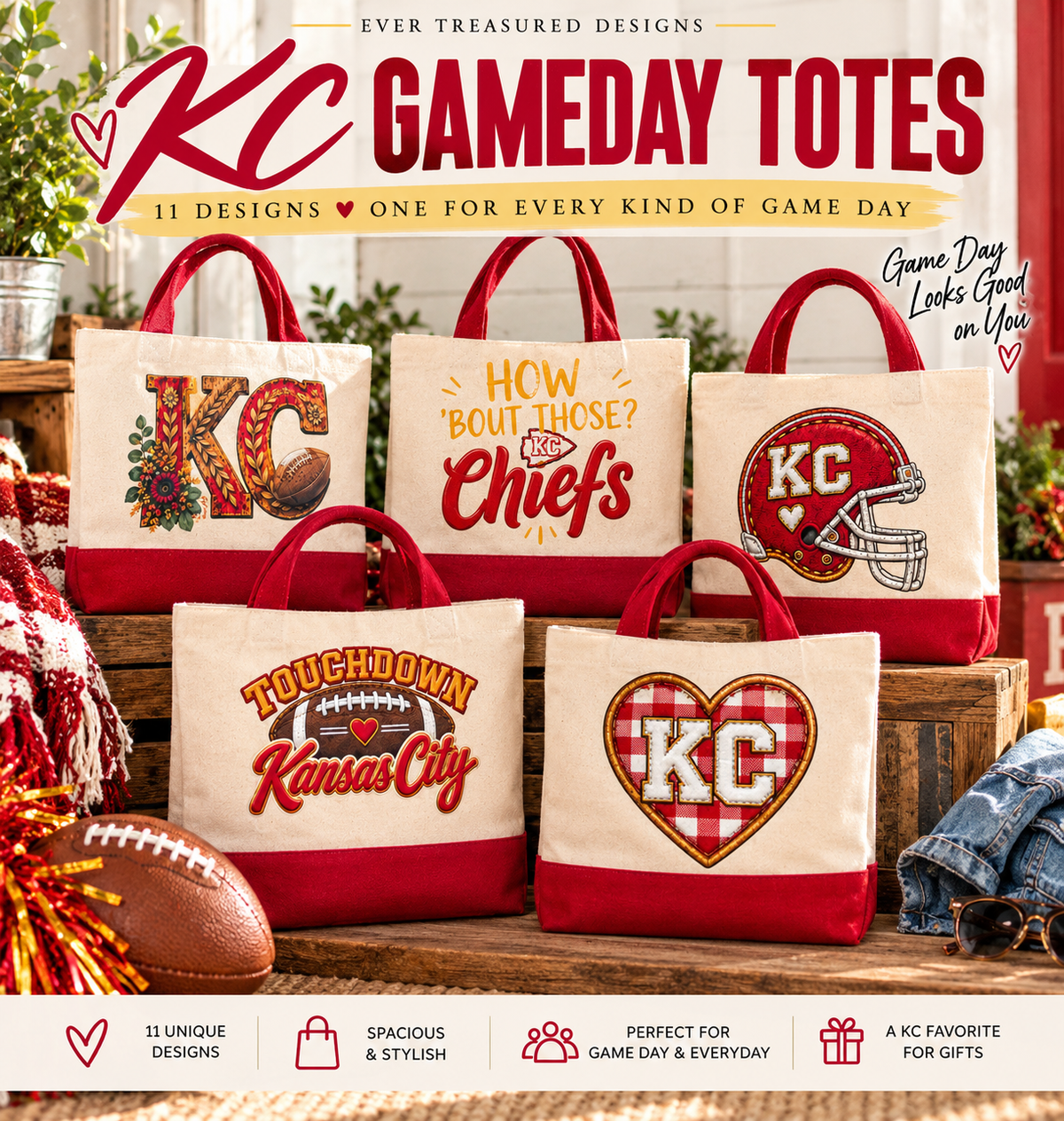 KC Gameday Tote Collection - Kansas City football tote bags