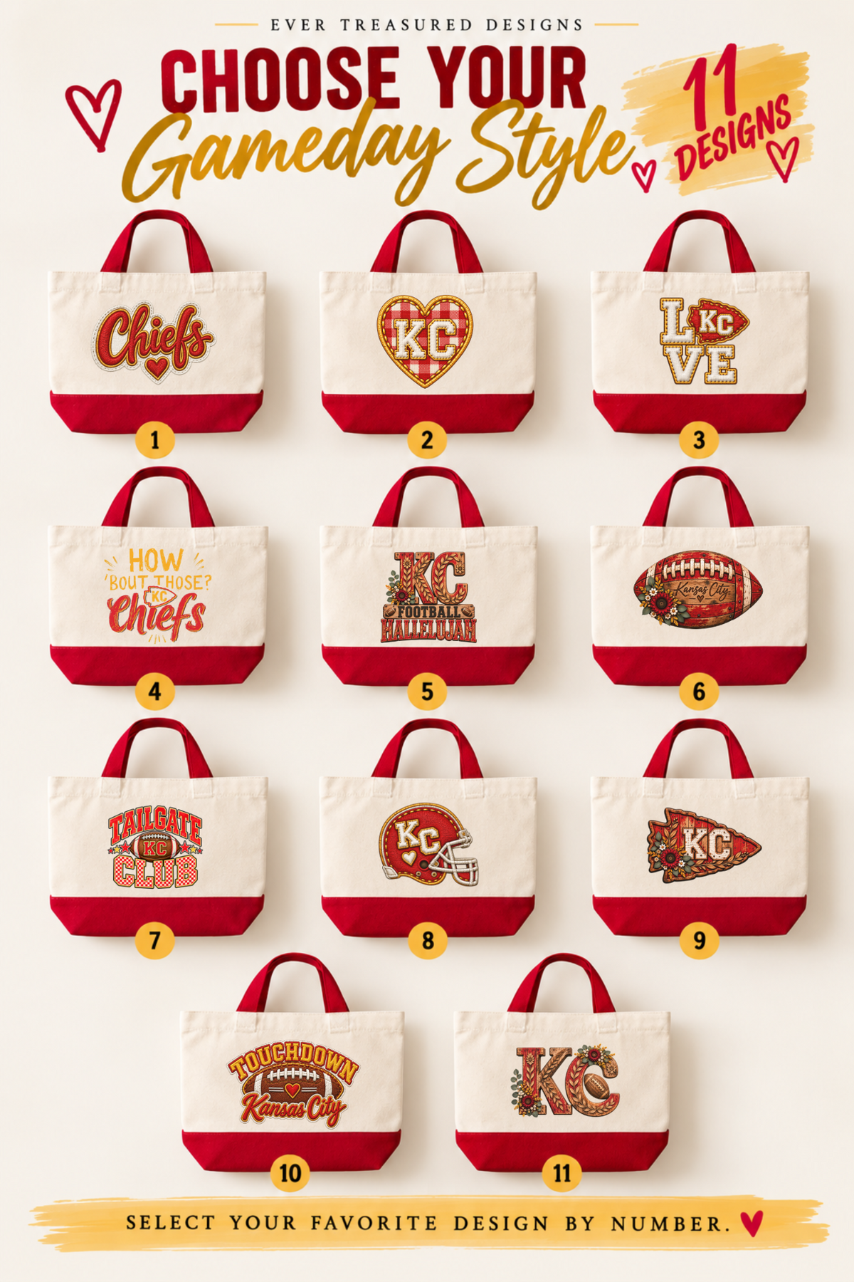 Choose your KC Gameday Tote from 11 designs
