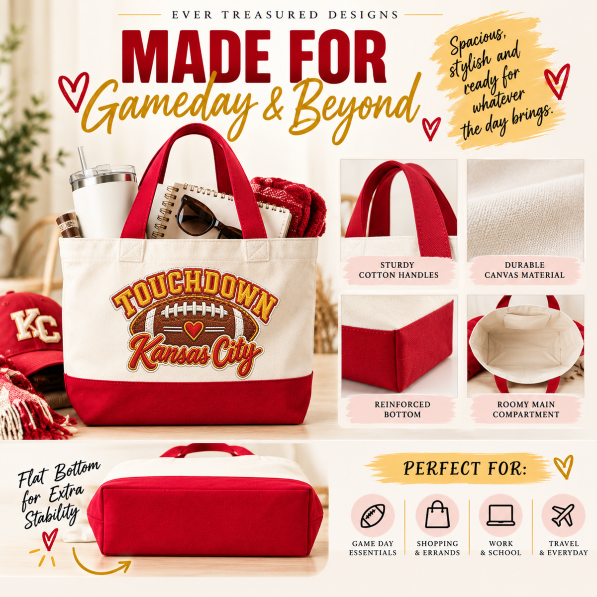 KC Gameday Tote game day and everyday features