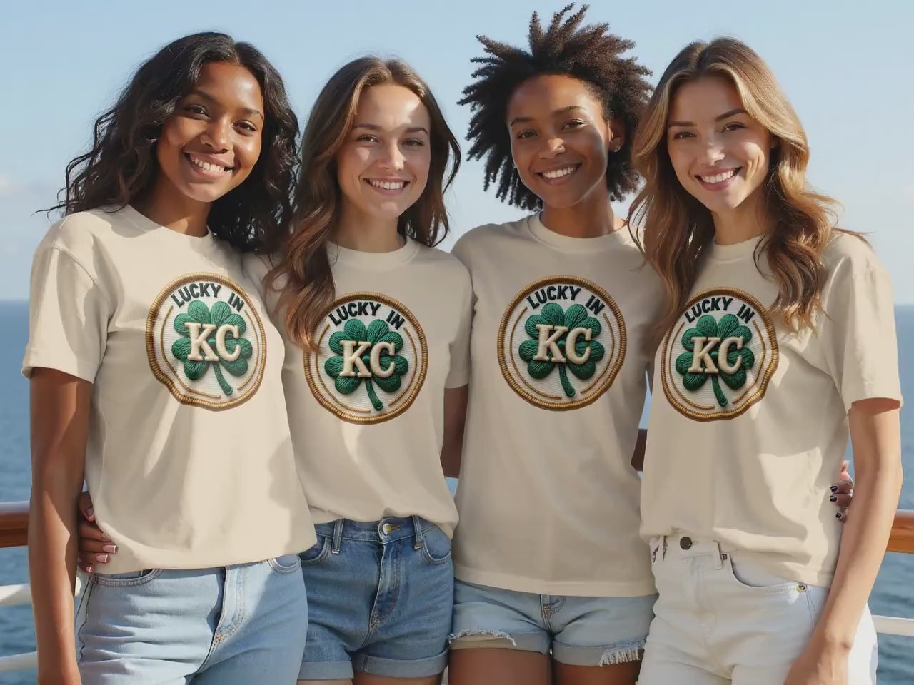 Lucky in KC Shirt | Kansas City St Patrick’s Day Tee | Faux Patch Shamrock Graphic | Green March 17 Parade Outfit for Game Day