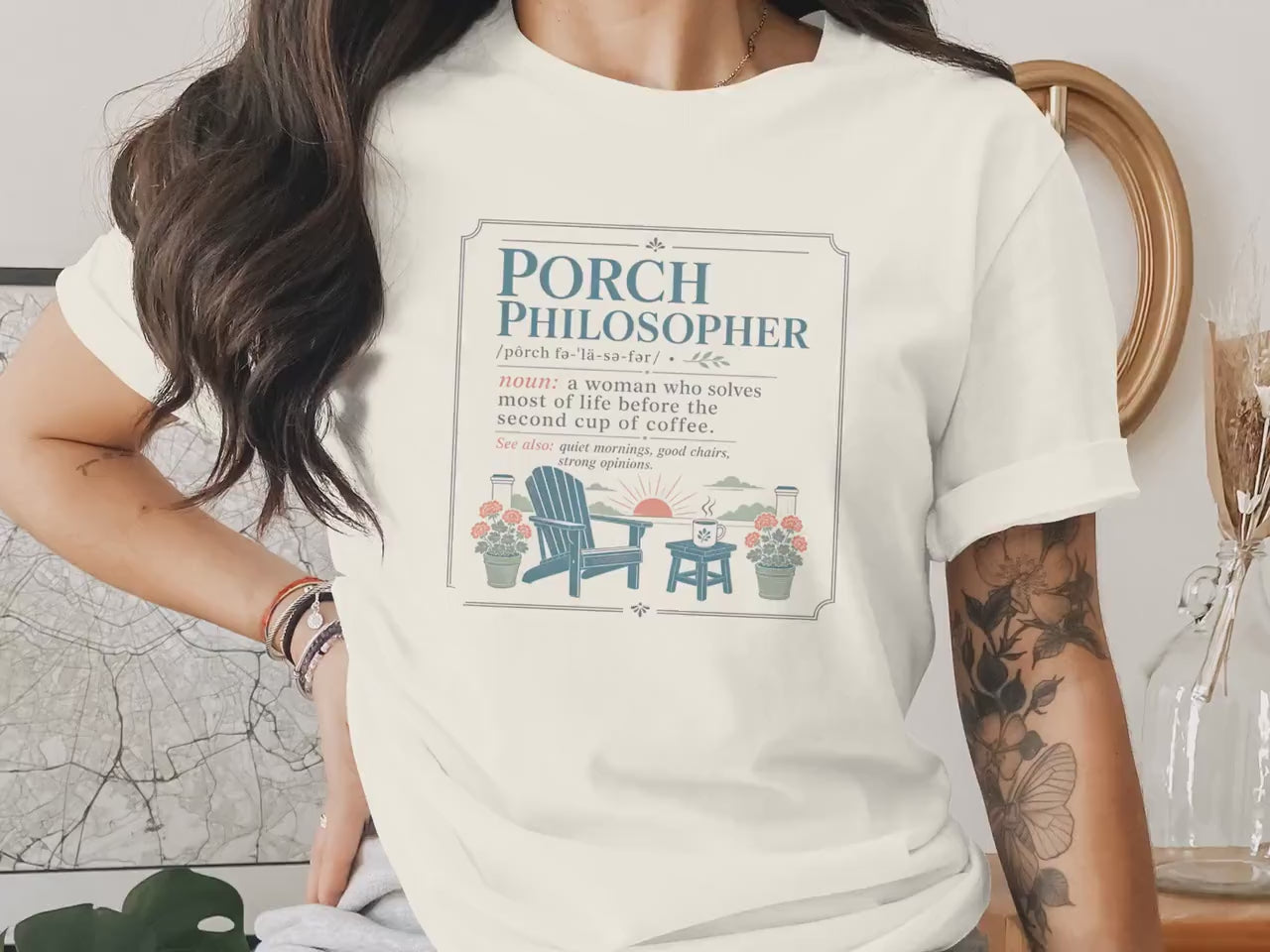 Front Porch Coffee Shirt | Cozy Morning Vibe | Slow Living Gift for Women | Southern Living Graphic Tee | Book Lover | Gift for Mom