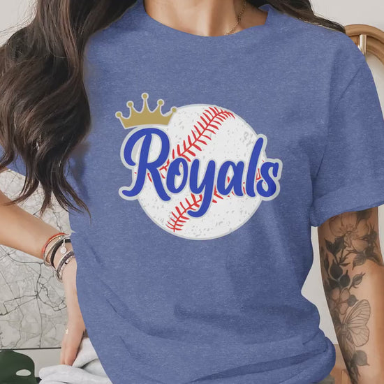 Kansas City Baseball Fan Apparel, KC Game Day Tee, Royal Blue Crown Baseball Shirt
