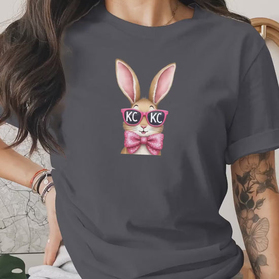KC Bunny T-Shirt, Kansas City Fan Gear & Apparel, Coquette Game Day Outfit, Cute Baseball Fan Graphic Tee, Trendy Gift for Her