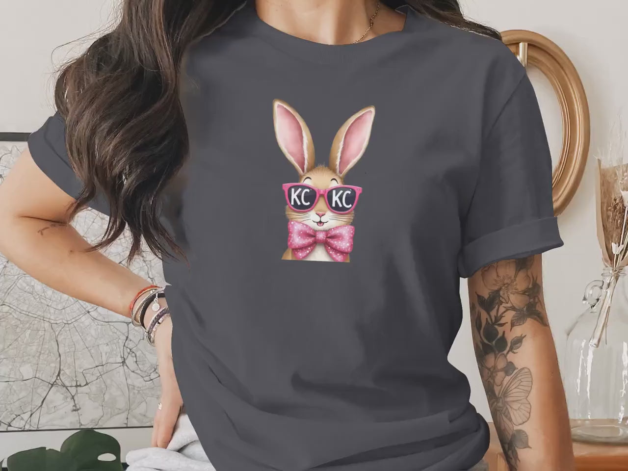 KC Bunny T-Shirt, Kansas City Fan Gear & Apparel, Coquette Game Day Outfit, Cute Baseball Fan Graphic Tee, Trendy Gift for Her